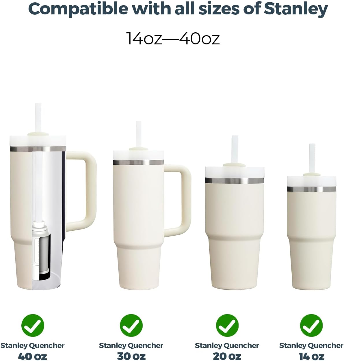 PureSip Adapt Stanley Cup Straw, Reusable Straws with Filter, Stanley Straw Replacement 40 oz, 30 oz, Plastic Straws for WATERH Vita Bottle, Simple Modern, Hydro Flask (1 Filter + 5 Straws)