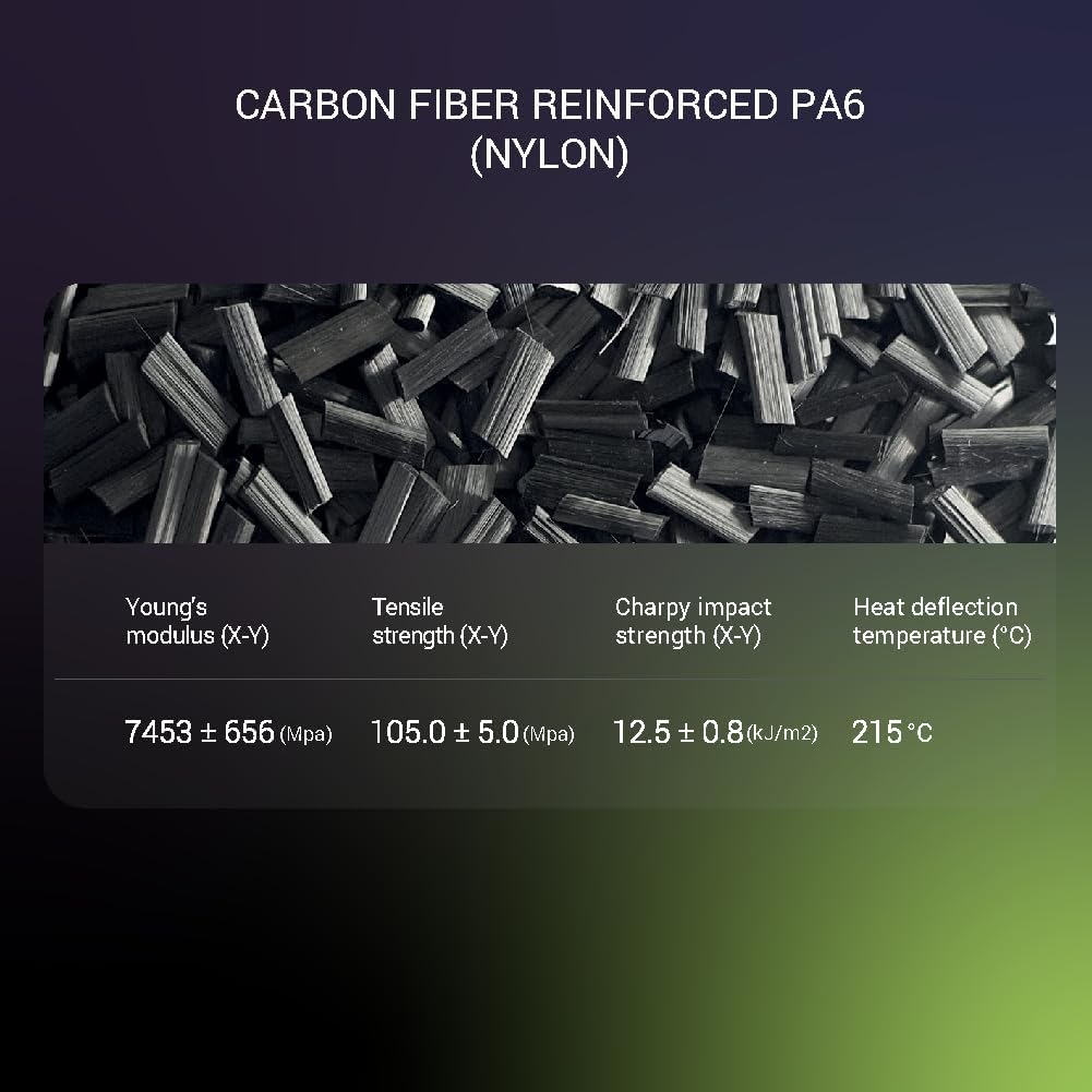 Polymaker Fiberon PA6-CF Carbon Fiber Nylon Filament 1.75mm Black 0.5kg, Fiberon PA6-CF Nylon Warp Free 1.75mm 3D Printing Filament