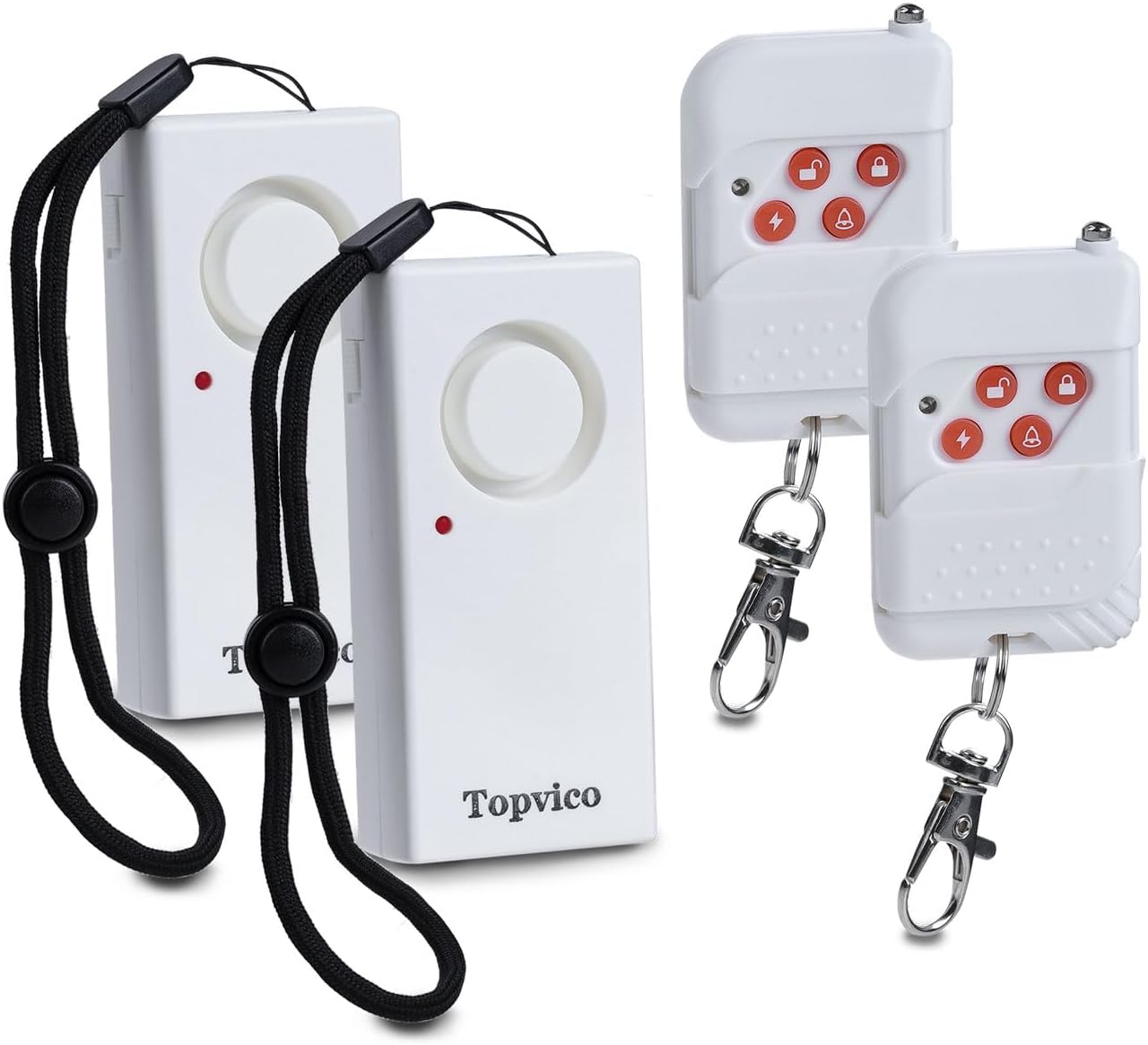 Topvico Door Handle Alarm Vibration Triggered, Hotel Travel Portable Door Alarm, 130dB Wireless Home Security for Kids, Elderly, Dementia, Remote Controller for Sensitivity Volume Adjust, 2 Pack
