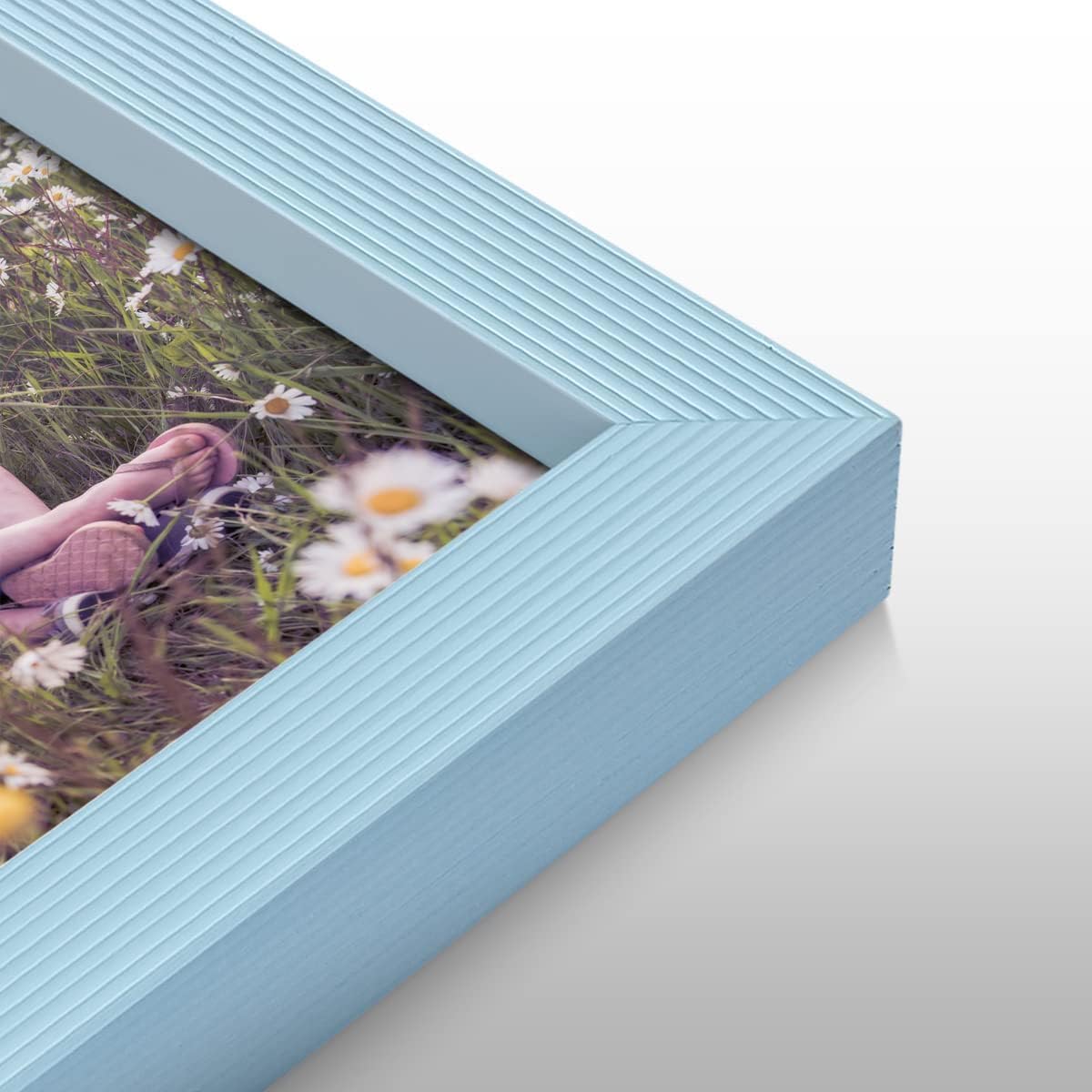 Renditions Gallery Set of 4, 8X10 Custom Photo Prints with Real Wood Picture Frames. Create Personalized Photos with Peel & Stick Photo Frames. Blue Frame