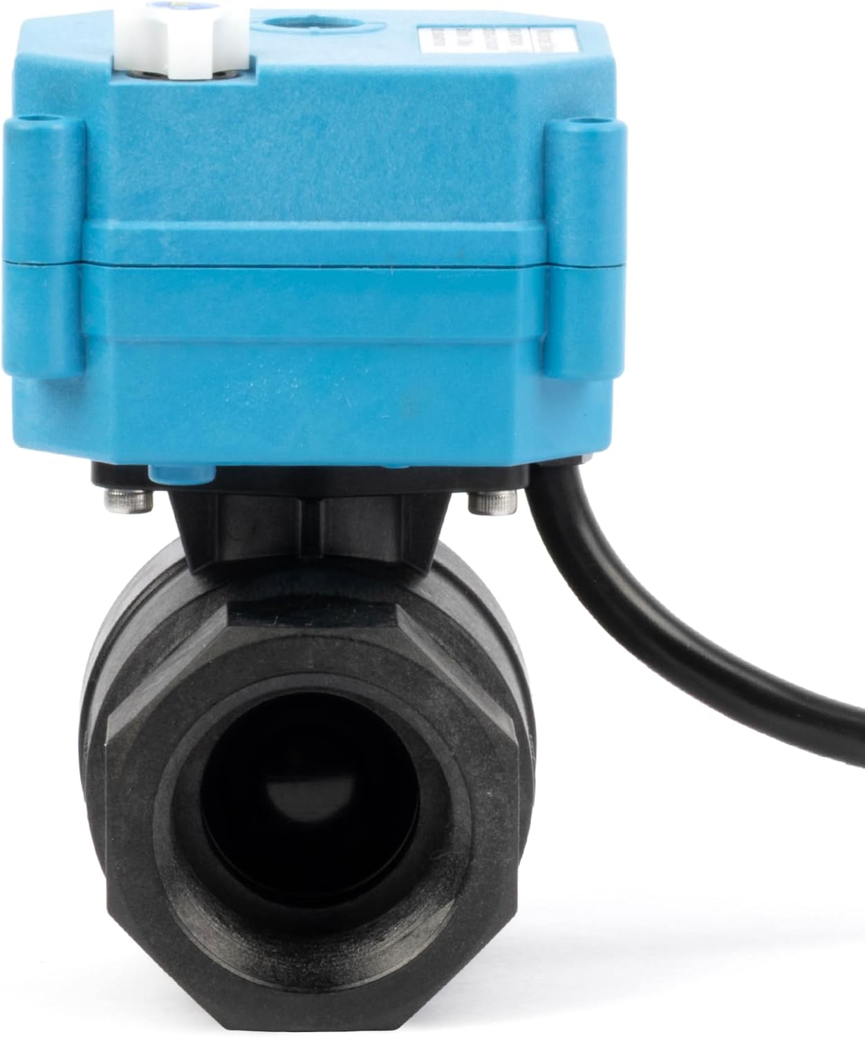 U.S. Solid 1” PPE Motorized Ball Valve with US Plug - Plastic Electrical Ball Valve, 2 Wire Auto Return, AC 110~230V, Normally Closed