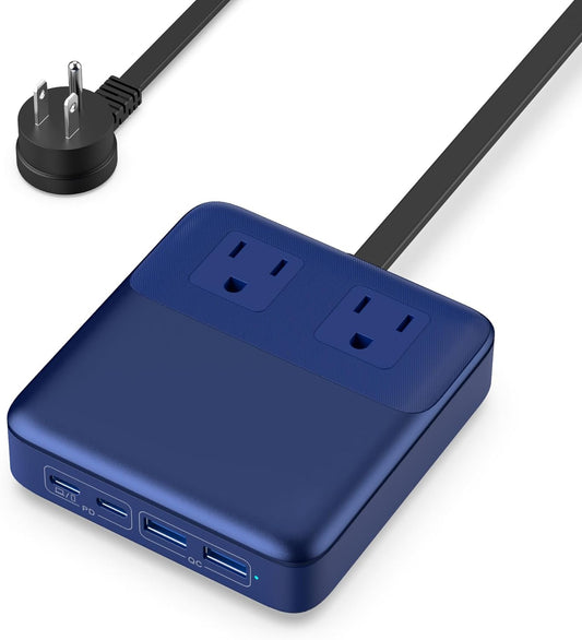 USB C Charger Block,135W GaN Fast Charging Station Hub,6-in-1 USB C Power Strip with 5ft Cord,2 AC & 2 USB A & C,PD 65W Laptop Charger for MacBook Air/Pro,iPhone16/15,Galaxy S24 etc