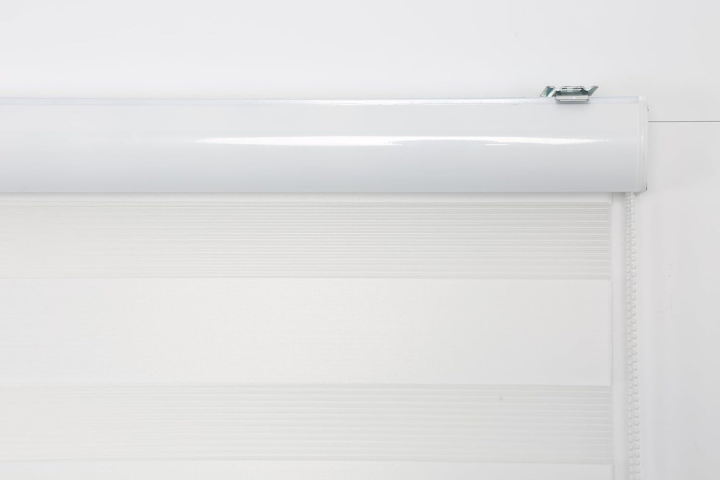 Shadesu Custom Size Zebra Blinds for Windows, 97" W x 72 H, White, Dual Layer Free-Stop Zebra Shades, Light Control for Day and Night, Sheer Blinds for Indoor Windows, Bedroom, Kitchen