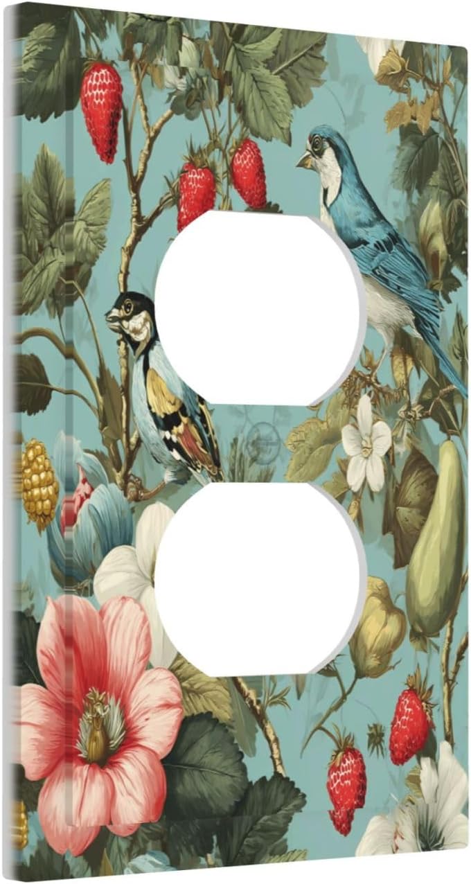 William Morris Flower Duplex Outlet Wall Plate Cover Decorative Light Switch Covers Electrical Faceplate Switch Plates for Bathroom Kitchen Home