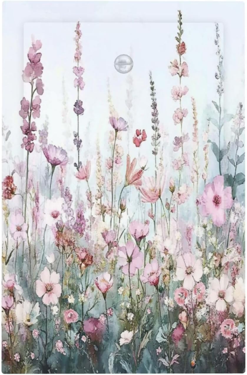 Pink Floral Watercolor Botanical Wildflowers Light Switch Cover Plate 1 Gang No Device Blank Electrical Wall Plates Faceplate Decorative Switch Plate For Bed Room Living Room Decor
