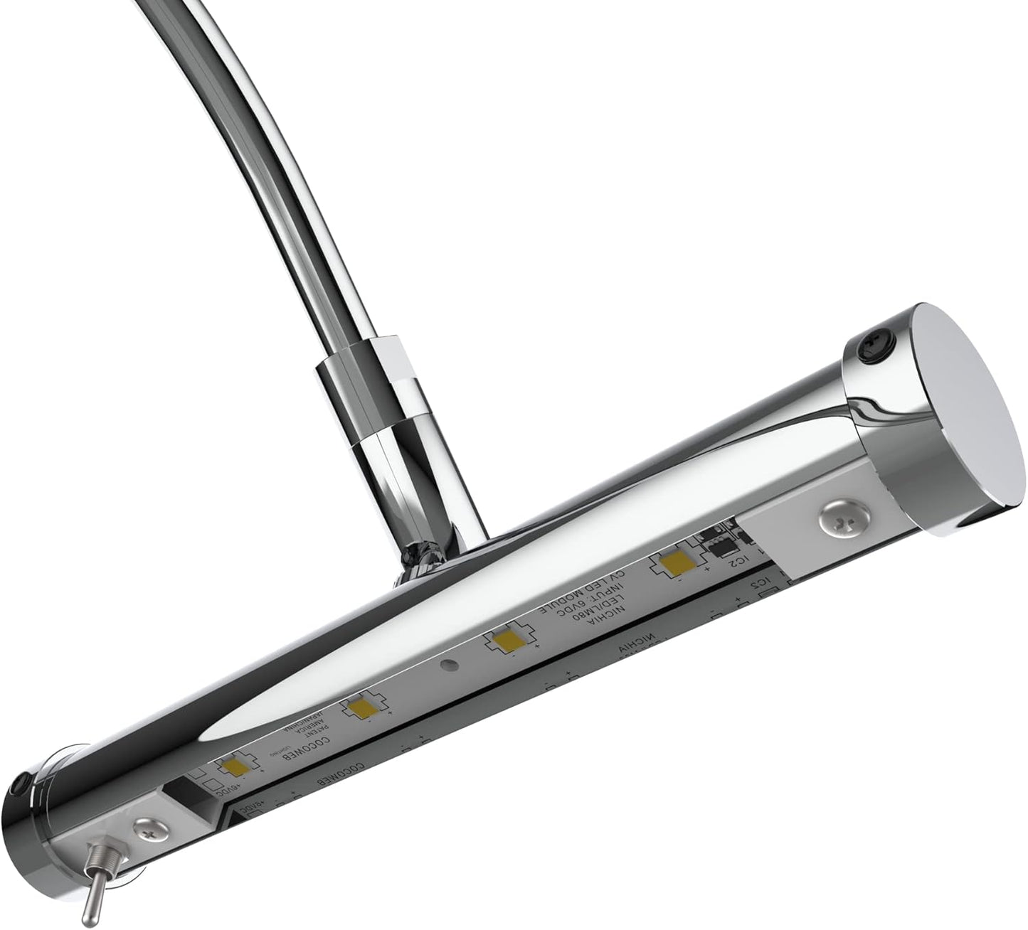 Cocoweb 6 Inch Tru-Slim Chrome Picture Light - LED, 2700K, Adjustable Arm, Plug-in, Toggle Switch, Sleek and Compact Design
