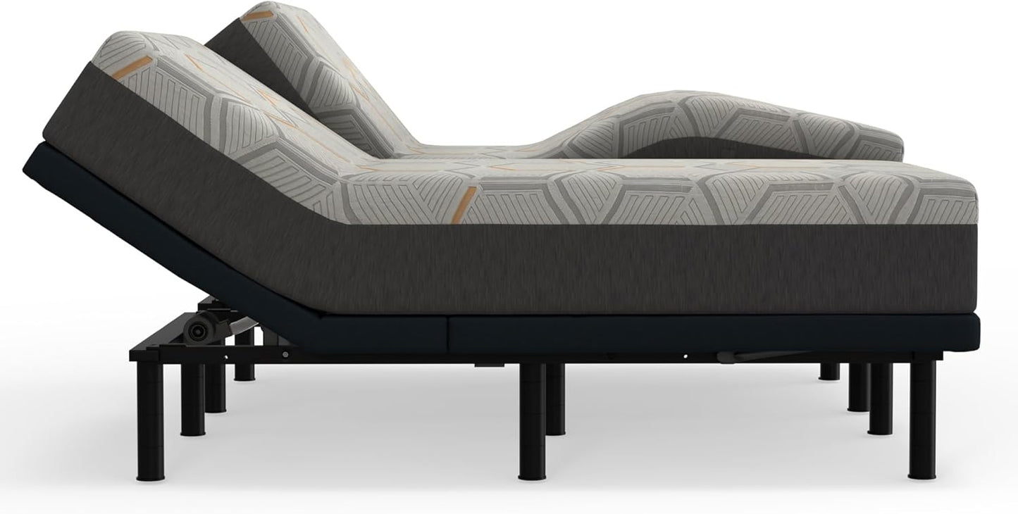 Blissful Nights e4 Cal King Split Adjustable Bed Base Frame with 12" Medium Firm Copper and Gel Infused Memory Foam Mattress