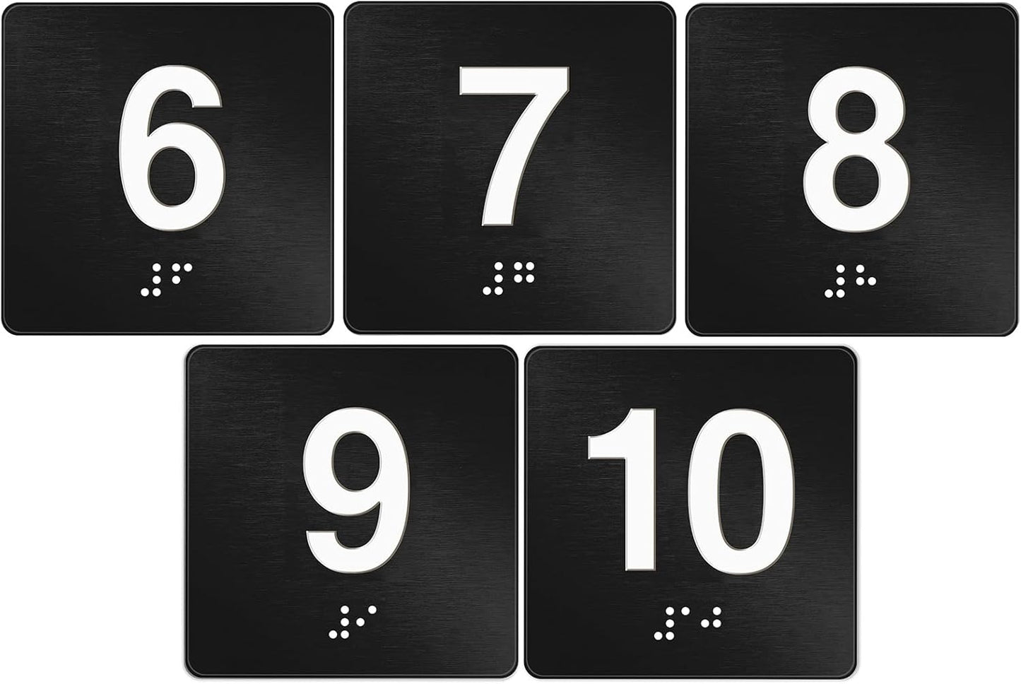 Exam Room Sign with Braille and Tactile 4" x 4" Identification Signs Numbers for Exam Rooms Offices Educational Institution Directional Assistance Test Center (Black/white,Numbers 6-10)