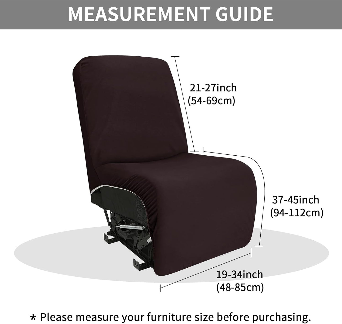 Easy-Going 100% Waterproof Recliner Cover Additional Seat Cover for Reclining Couch, Stretch Sofa Covers Washable Furniture Protector for Kids & Pets, 1 Seat, Chocolate