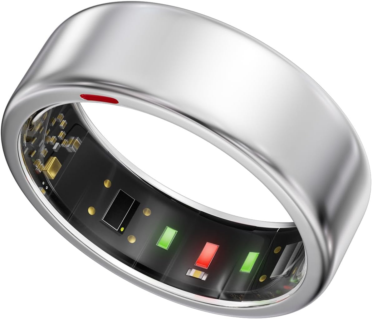 Smart Ring for Women Men- Sleep/Fitness/Stress/Heart Rate Tracker- Menstrual Records - 7 Days Battery Life - Wireless Charging - No APP Subscription - iOS & Android Compatible(Silver, Size 8)