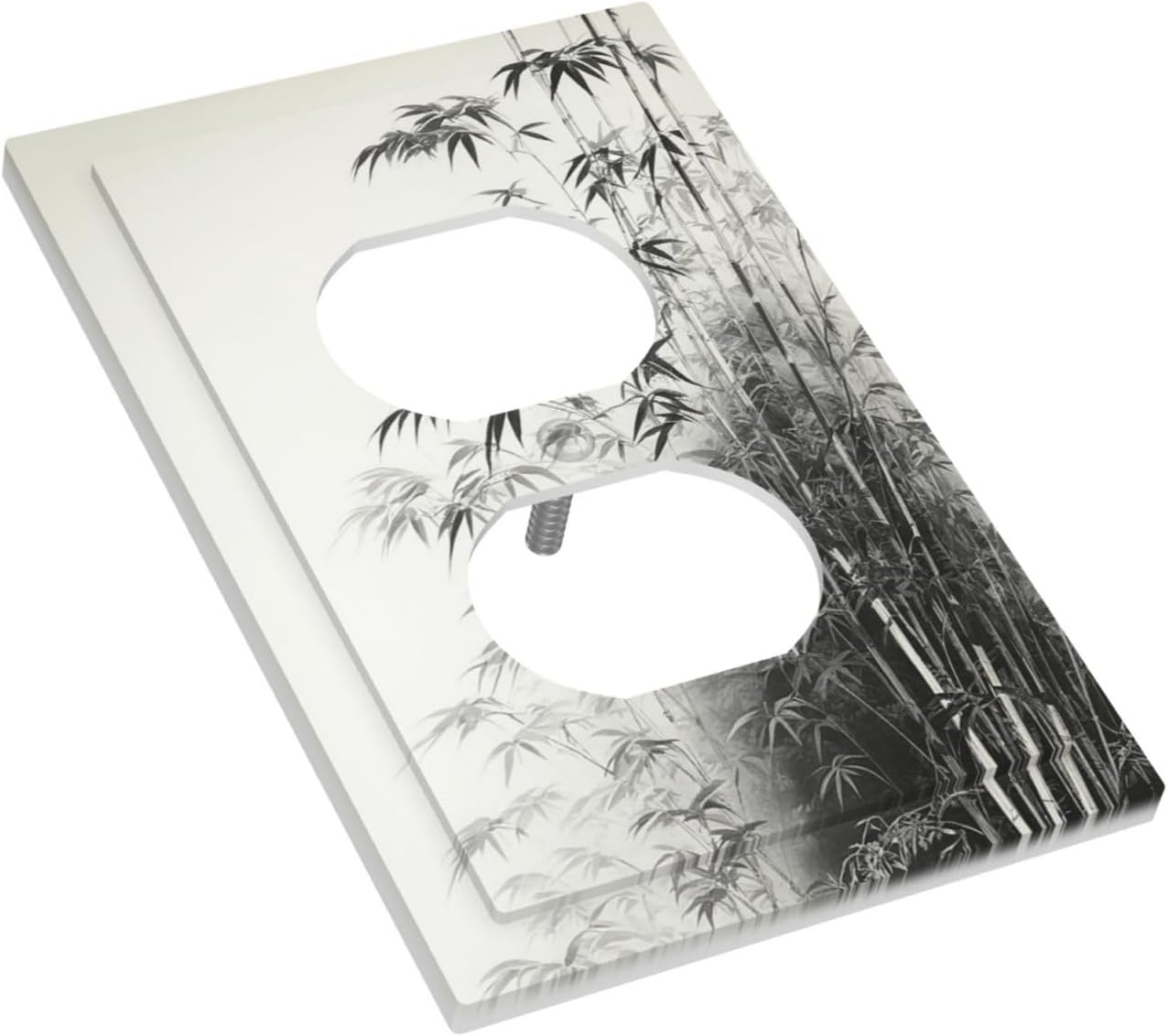 Watercolor Vintage Ink Bamboo Forest 1 Gang Duplex Receptacle Switch Wall Plate Decorative Switchplate Outlet Covers Electrical Plug Cover Faceplate for Bathroom Home Decor 5 X 3 IN