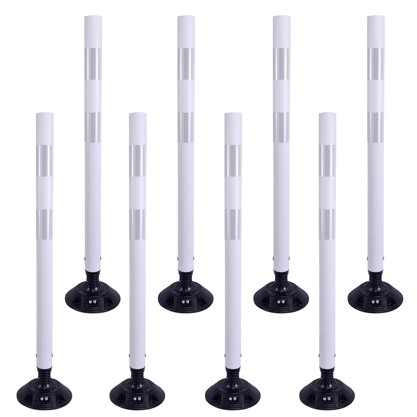 36 Inch Heavy Duty Traffic Cones 8-Pack with Spring Base - OrangeStar Reflective Safety Cones for Construction Zones, Highways, Parking Lots - White Road Delineators