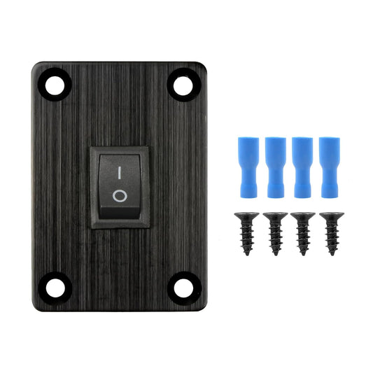 1Pcs Black KCD1 Boat Rocker Switch 2-Position 2-Pin SPST Panel Switch 6A 250VAC 10A 125VAC, with 4pcs FDFD2-187 Blue Terminals, CE