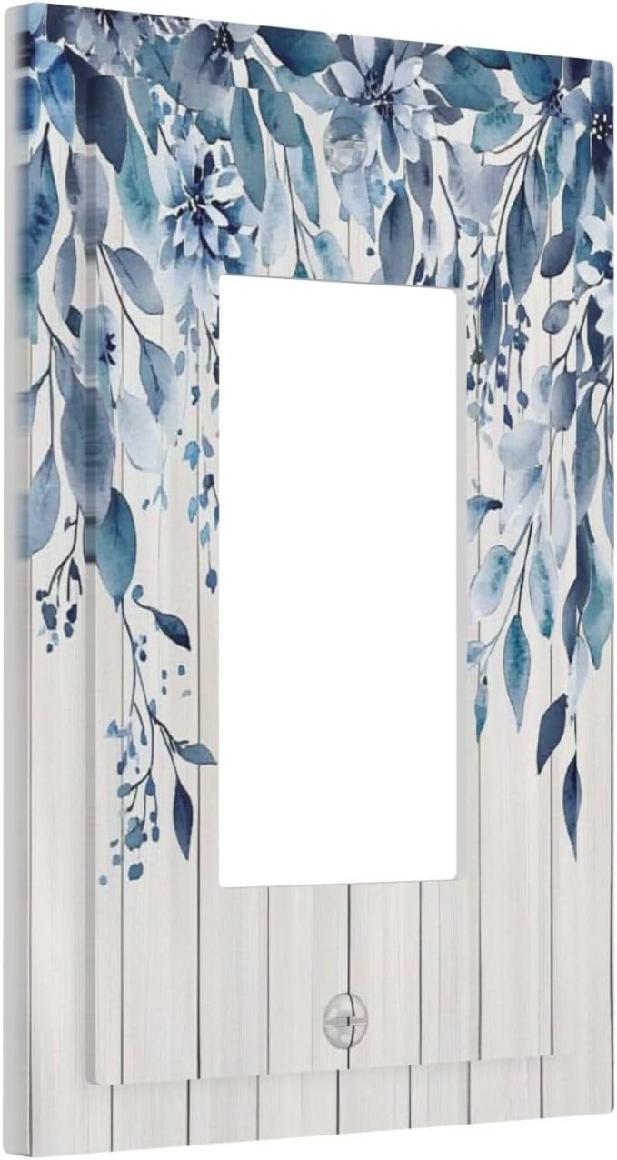 Eucalyptus Rustic Watercolor Plant Decorative Outlet Covers 1 Gang Single Rocker Light Switch Cover Plate Wall Plates Gfci Faceplate For Farmhouse Home Decor