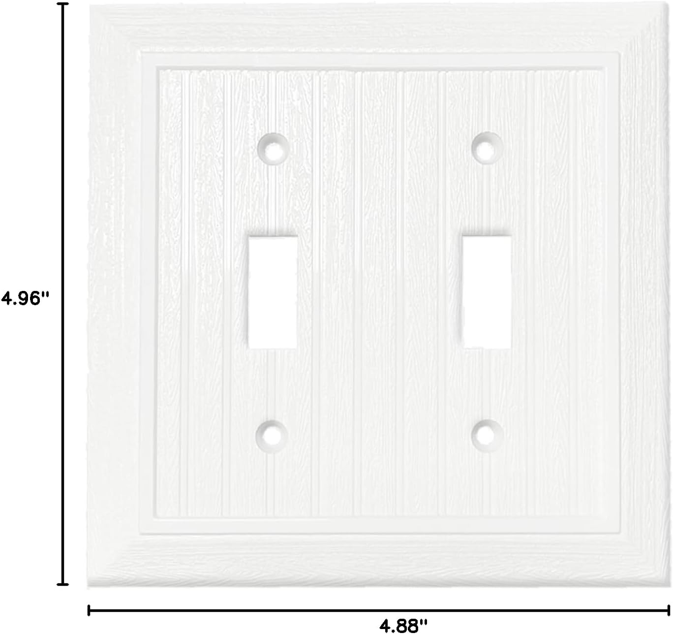 Modern Decorative Wall Plate Retro Wood Grain design Switch Cover Outlet Cover for Light Switch, Smart Switch, Dimmer, GFCI, USB Outlet (10 Pack, Double Decorator)