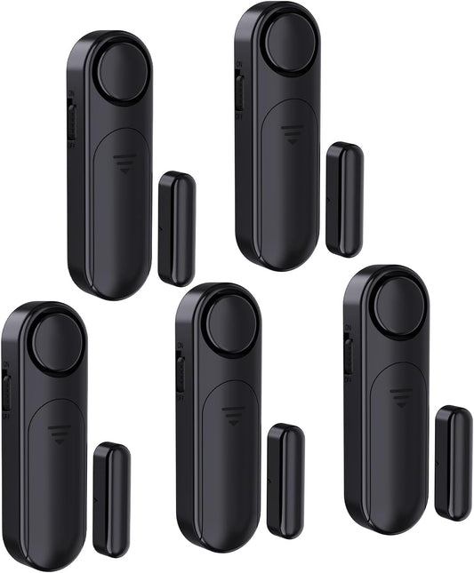 5-Pack Window Alarms for Home Security, 120dB Door and Window Open Sensor Chime for Kid Safety, Pool Safety, Sliding Door, DIY Protection, Easy Installation,Ideal for Home,Garage,Apartment,Black