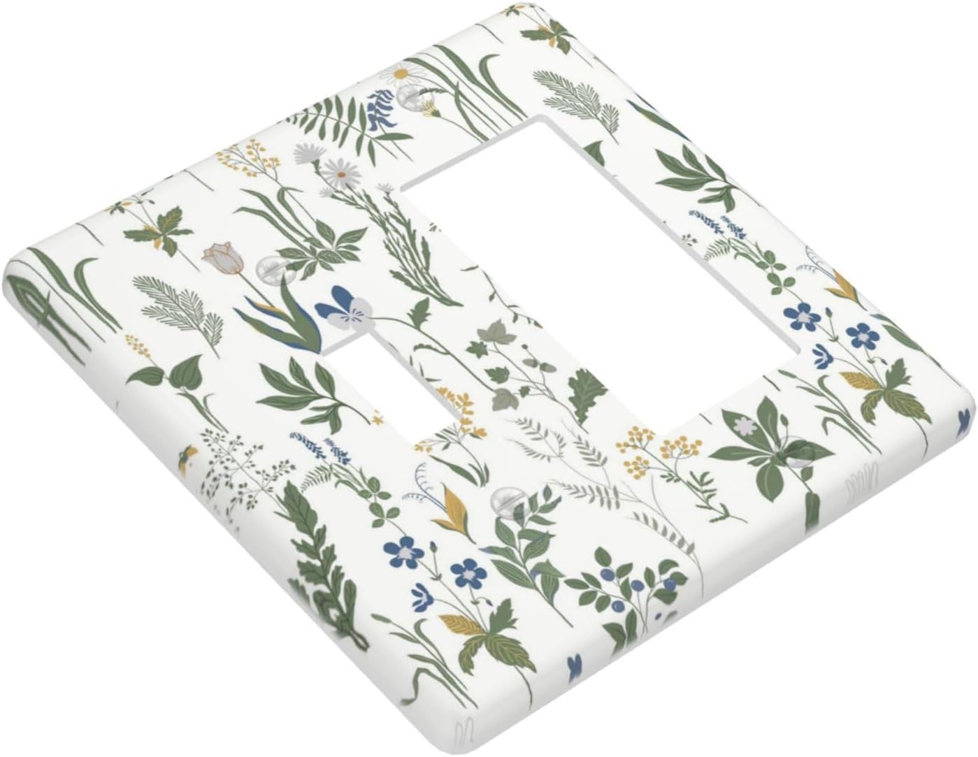 Outlet Covers Floral Green Leaf Plant Flowes 1 Toggle 1 Rocker Combination Decorative Wall Plate Electrical Switch Plates Light Switch Cover Plate For Bed Room Farmhouse Decor