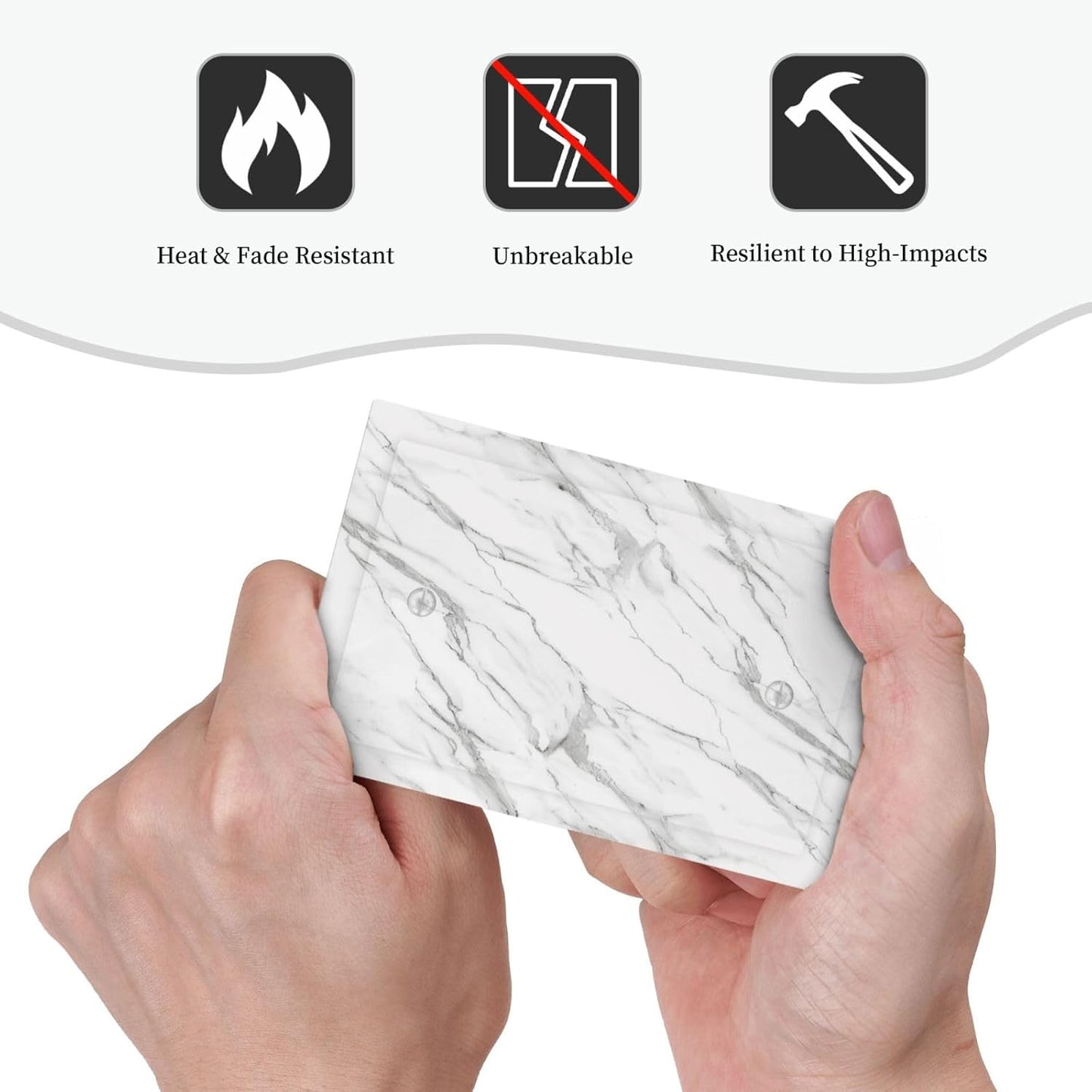 Decorative Light Switch Cover Plate Modern Grey Marble Texture 1 Gang No Device Single Blank Outlet Covers Wall Plates for Electrical Outlets Faceplate for Bedroom Kitchen Home Decor