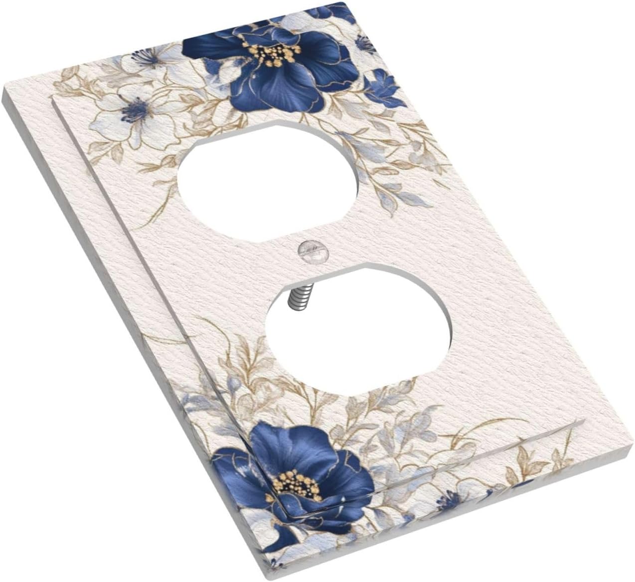 Decorative Outlet Covers Rustic Blue White Flowers Floral Penoy 1 Gang Duplex Light Switch Cover Plate Wall Plates for Electrical Outlets Electrical Switchplate Face Plate
