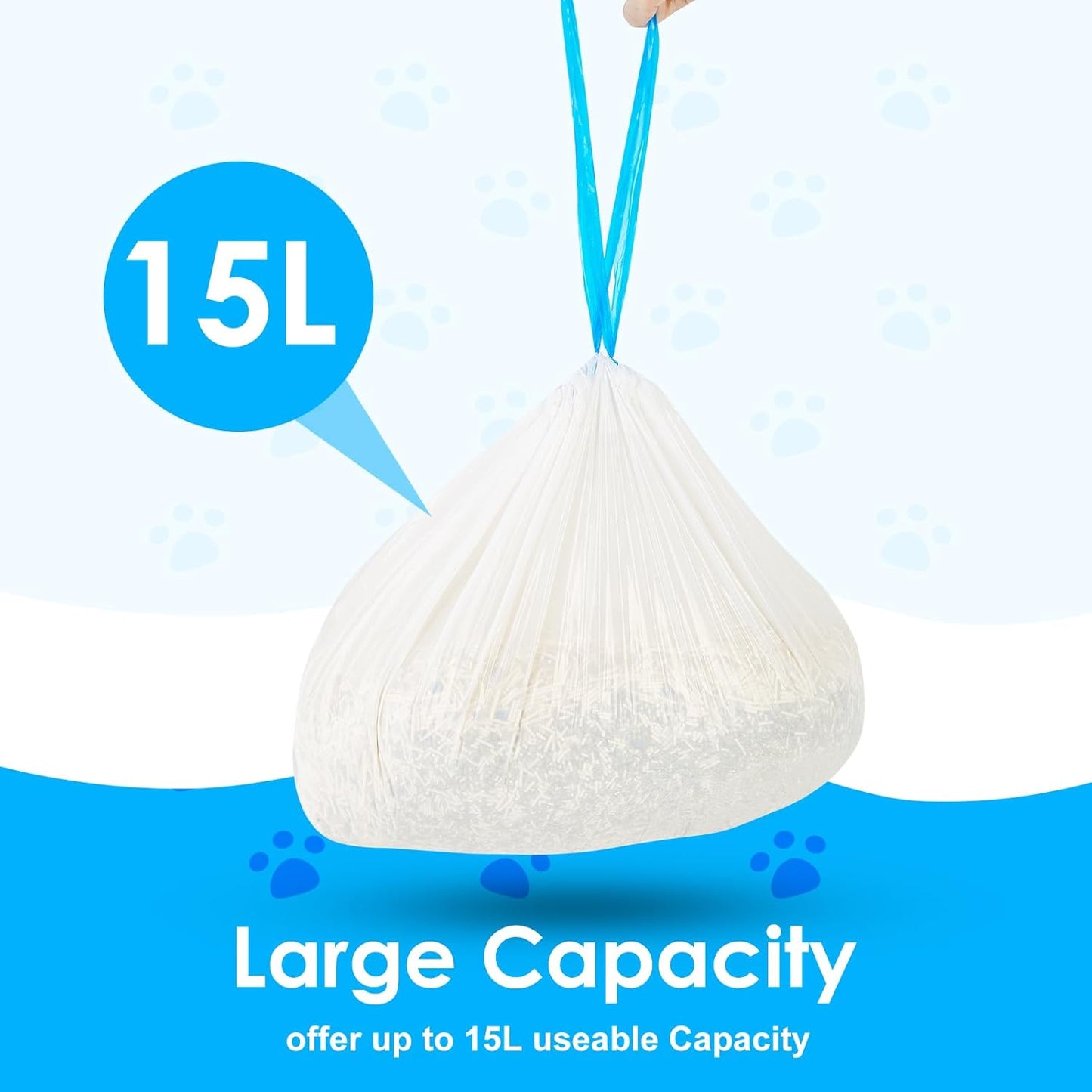 Cat Litter Bags 120 Count, 21.65"x11.8" Drawstring Close Litter Box Liners for Automatic Litter Box,Thick Cat Poop Bags,Easy to Clean,Heavy Duty Robot Bag for Self-Cleaning Box