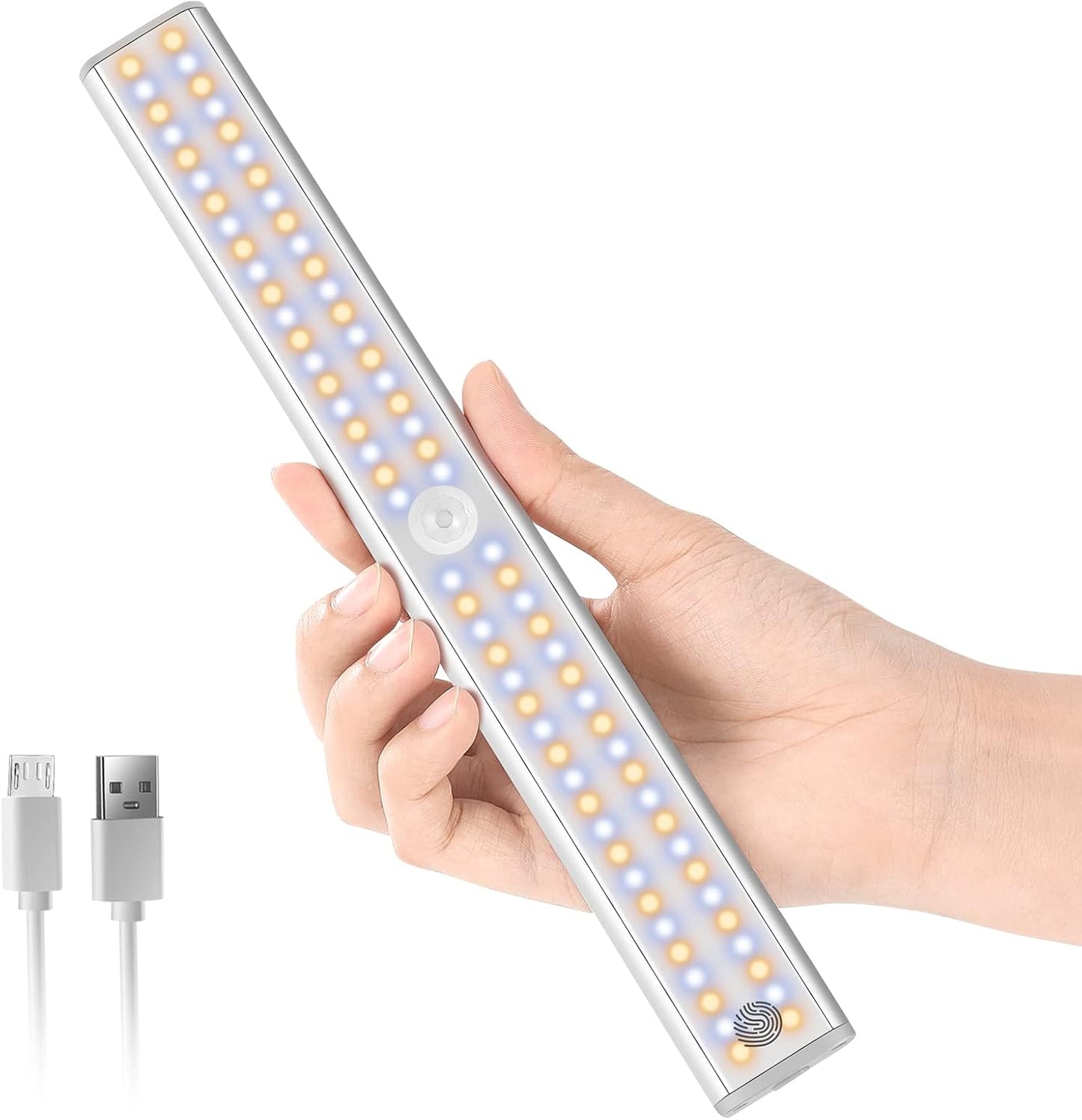 Under Cabinet Lights Motion Sensor Light Dimmable, 80 LED Closet Light Rechargeable Magnetic Under Cabinet Lighting, Under Counter Lights for Kitchen, Wardrobe, 1-Pack