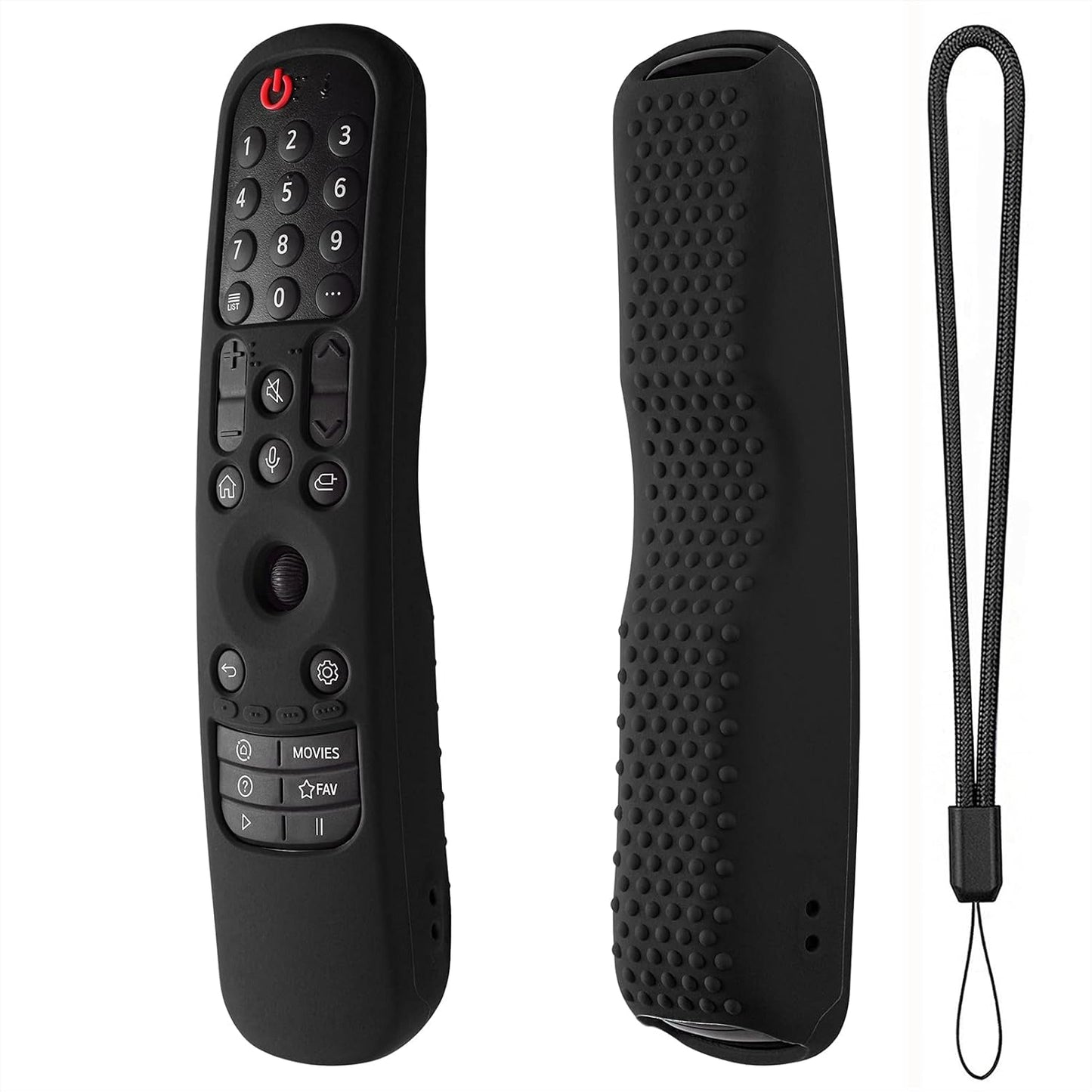 Hi Color Silicone Cover for MR24GA/MR21GA/MR22GN/MR23GA Protective Case Compatible with LG Magic TV C2 C3 G3 OLED Remote Control Slicone Sleeve with Lanyard(Black)