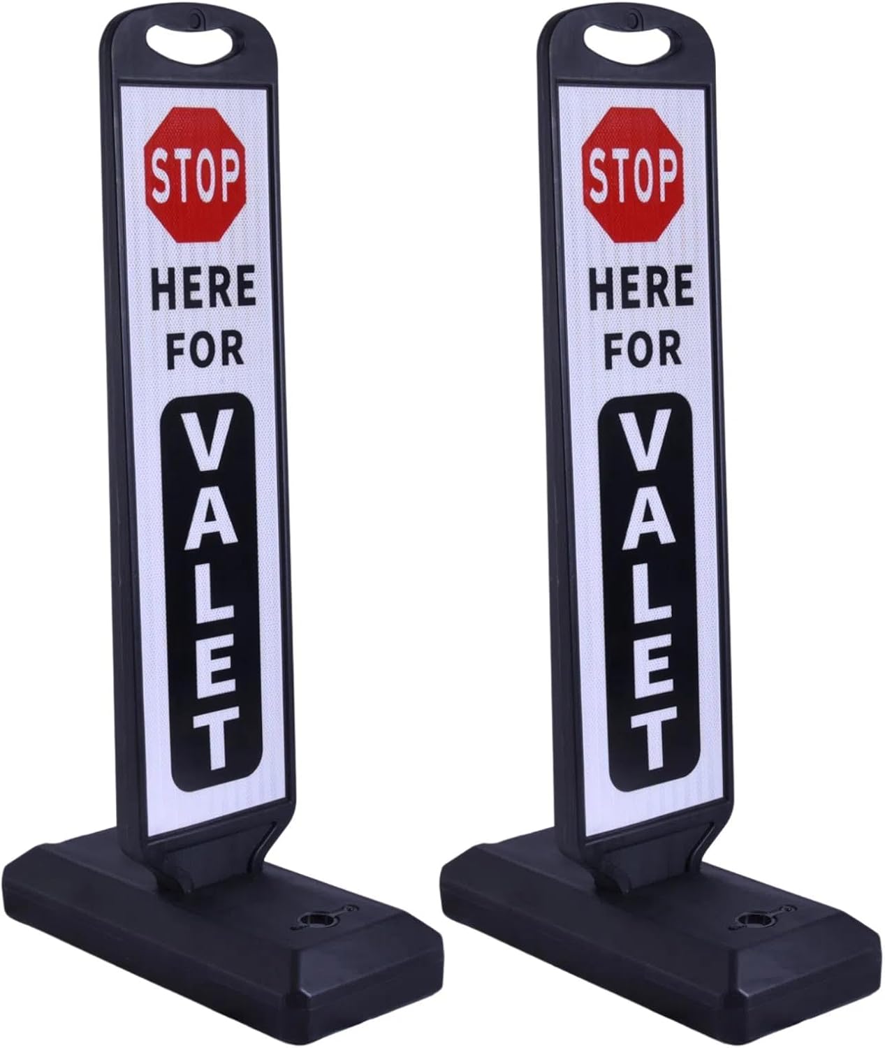 2-Pack Valet Parking Signs with Water-Filled Base, 32.8" x 9.4" Reflective Double-Sided Sheet, Reflective Traffic Sign for Parking Lots