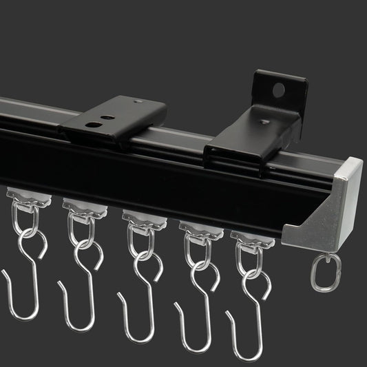 Curtain Track for Ceiling or Wall, Heavy Duty Aluminum Alloy with Smooth Sliding, Easy to Install, Black, 3ft To 12ft