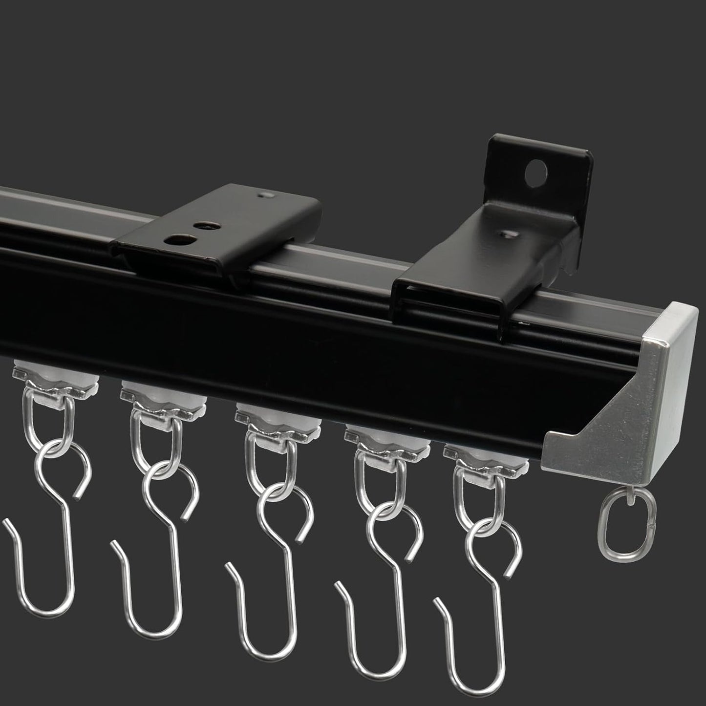 Curtain Track for Ceiling or Wall, Heavy Duty Aluminum Alloy with Smooth Sliding, Easy to Install, Black, 3ft To 15ft