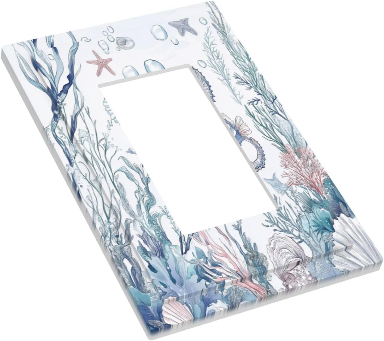 Decorative Outlet Covers Ocean Coral Seahorse Seashell Starfish 1 Gang Single Rocker Light Switch Cover Plate Wall Plates Gfci Faceplate For Bathroom Home Decor