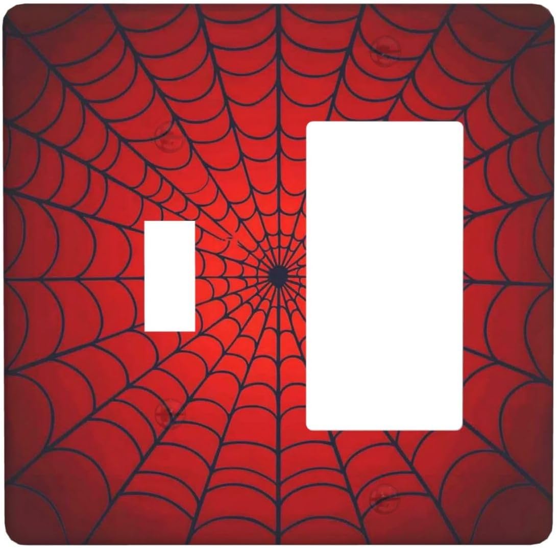 Red Spider Web Black Line Simplicity Outlet Covers 1 Toggle 1 Rocker Combination Decorative Wall Plate Electrical Switch Plates Light Switch Cover Plate For Kids Room Home Decor