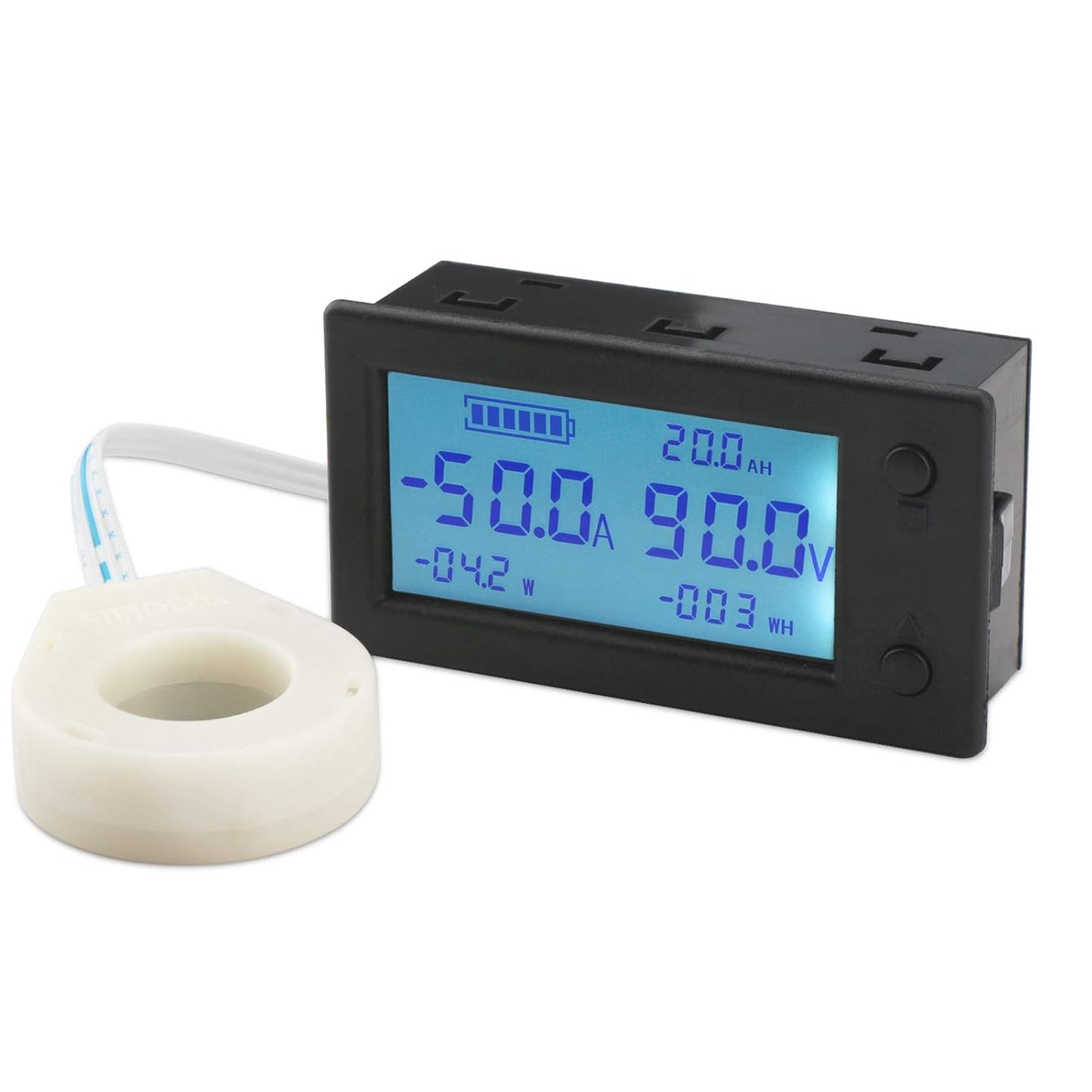 DROK Battery Monitor, Amp Volt Power Watt Meter DC 0-300V 200A STN LCD Display Panel Meter, Current Voltage Energy Capacity Ammeter Voltmeter Multimeter Gauge with Hall Sensor, 2.5m Shielde