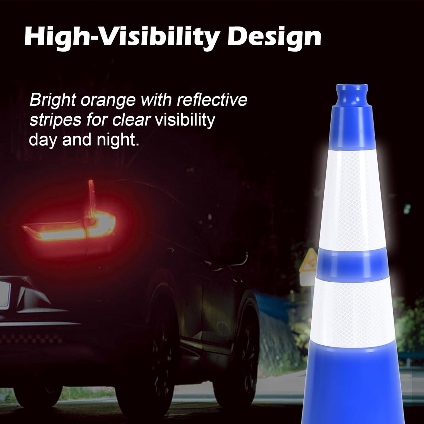 360 Pack 28" Blue Traffic Cones with Black Base – Durable Bulk Traffic Cones for Construction Sites, Events, and Parking Areas (360, Blue, 28 Inch)