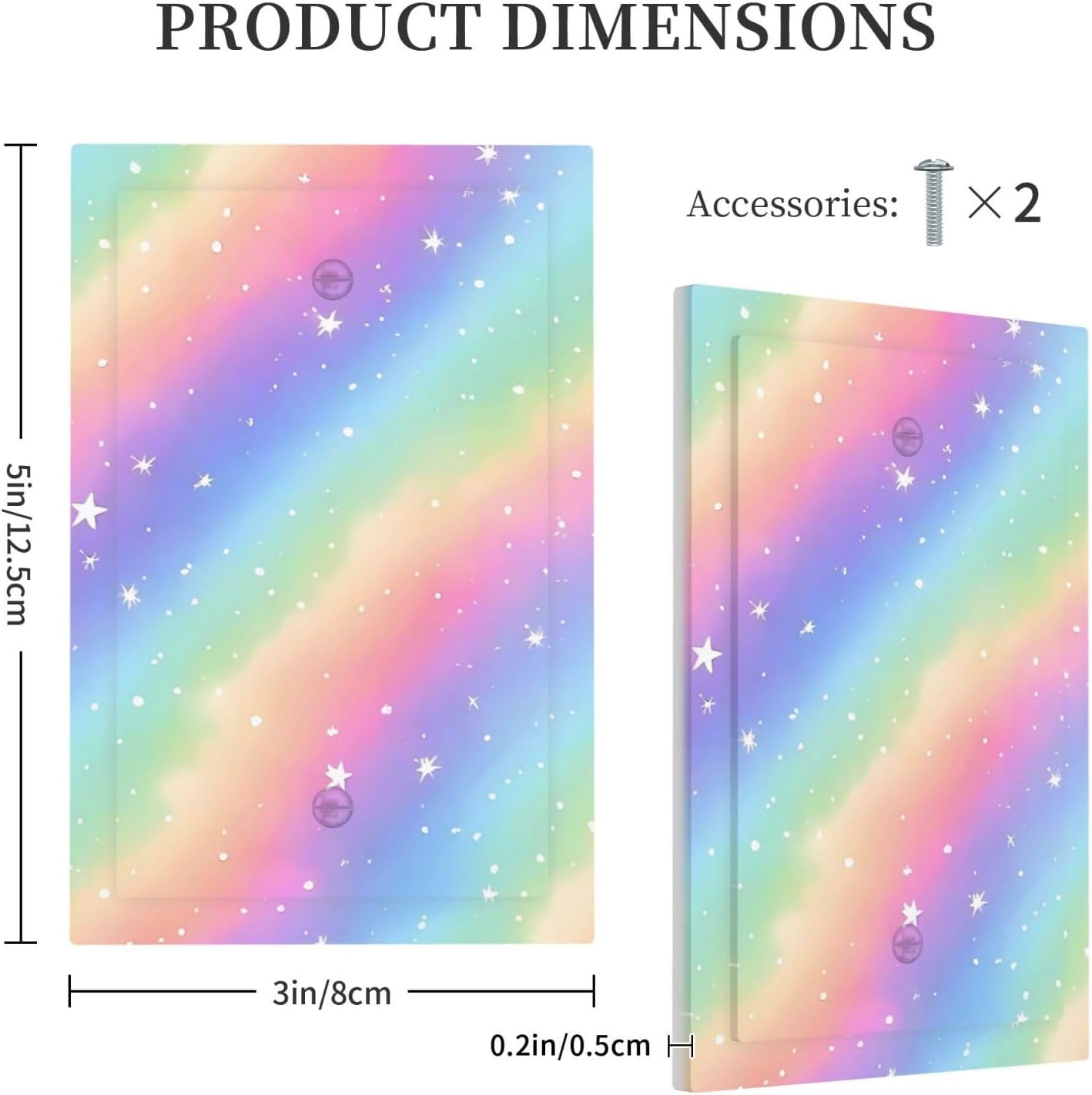 Decorative Light Switch Cover Plate Pink Blue Purple Iridescent Rainbow 1 Gang No Device Single Blank Outlet Covers Wall Plates for Electrical Outlets Faceplate for Girlroom Home Decor