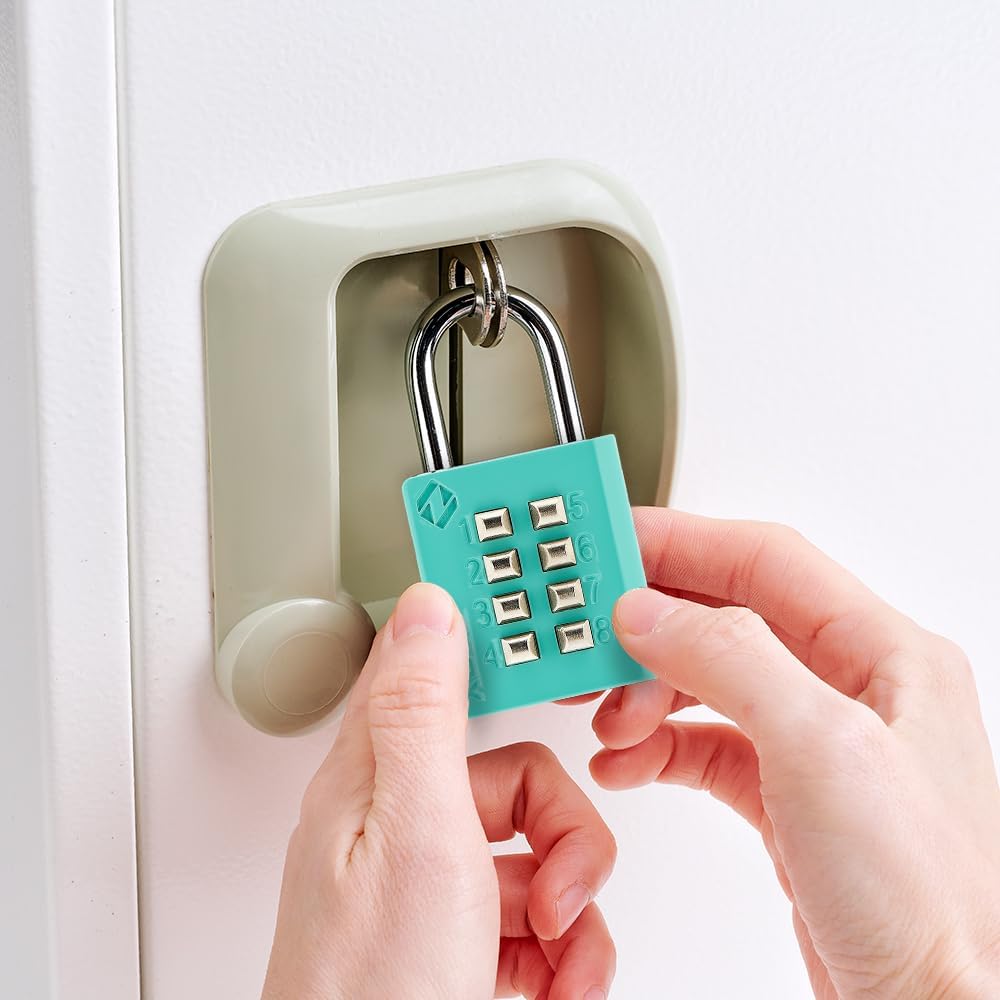 XB35 8-Digit Push Button Combination Padlock, 4 Digit Locking Mechanism, Emerald, 1-Pack