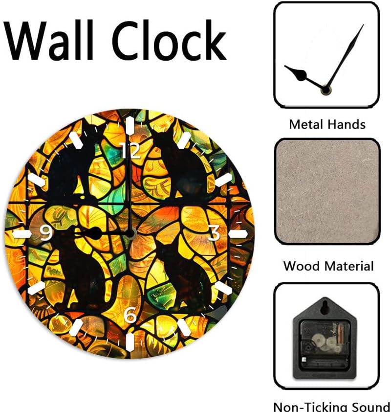 10 in Cats -3 Wood Wall Clock – Digital Time Display, Smart Home Compatible for Bedside or Workspace