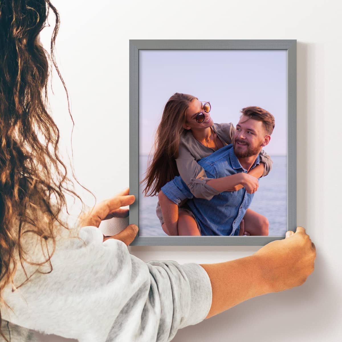 Renditions Gallery 8X10 Custom Photo Prints with Real Wood Picture Frames. Create Personalized Photos with Peel & Stick Photo Frames. Single, Gray Frame