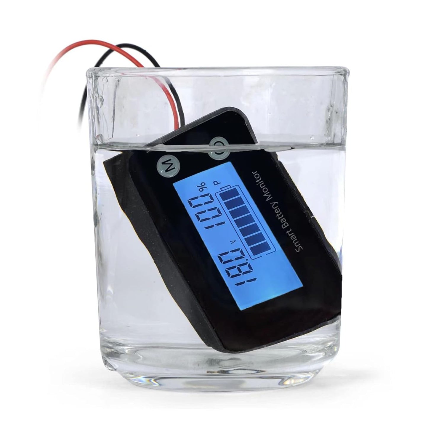 Waterproof Battery Monitor12v 24v 36v 48v 60v 72v ,Car Motorcycle Golf cart Battery Meter Digital Battery Capacity Remaining Capacity Percentage Tester with Buzzer Alarm and Temperature（Bule）