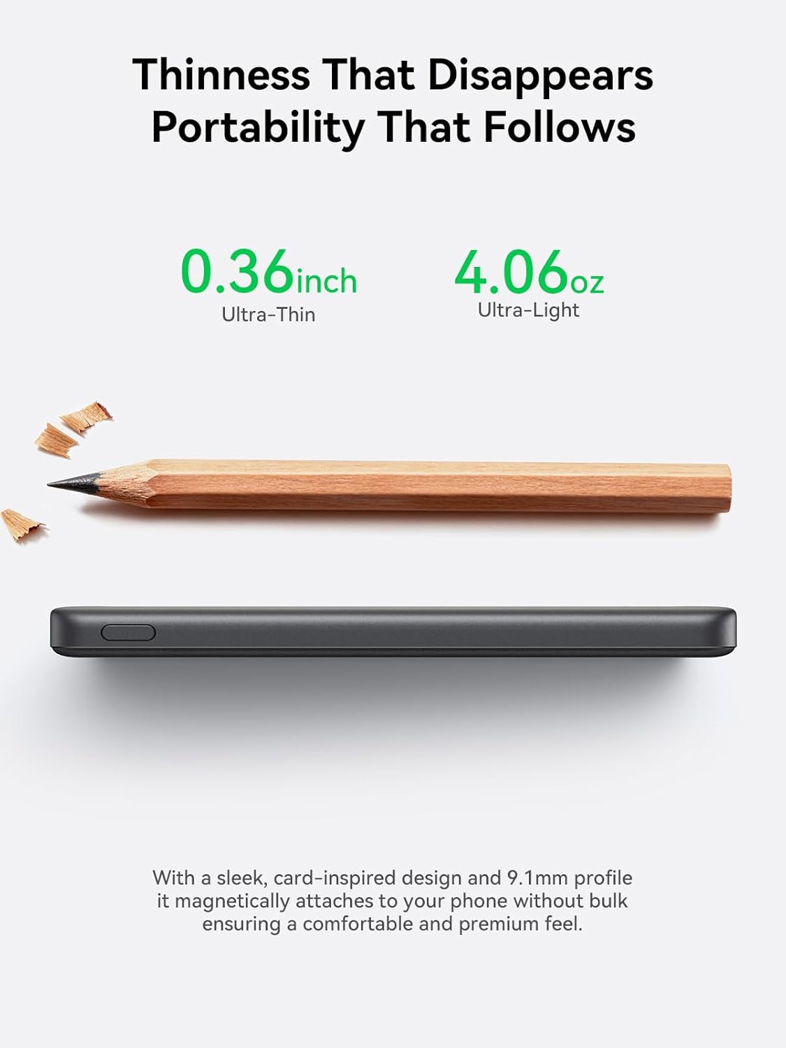 THREEKEY 0.3'' Ultra Slim for MagSafe Portable Charger, 5000mAh Card Slim Magnetic Power Bank,15W Wireless Fast Charging Battery Pack for iPhone 17 Air 16 15 14 13 12 Pro Max Plus (Ice Grey)