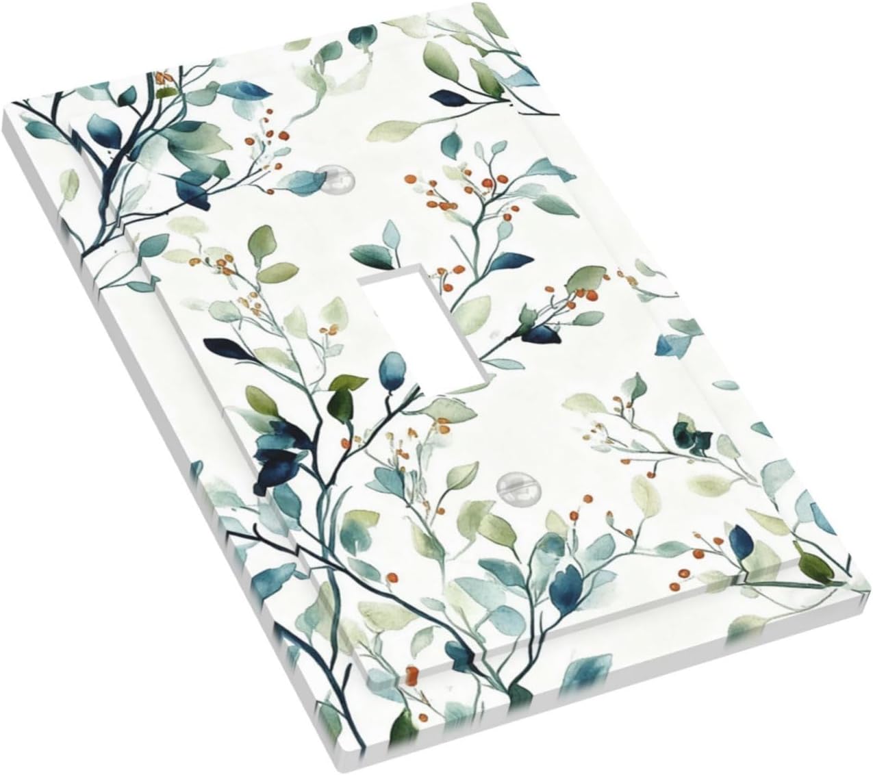 Decorative Light Switch Cover Plate Eucalyptus Leaf Geen Sage Leaves 1 Gang Single Toggle Wall Plates for Electrical Outlets Outlet Covers Switch Plate Covers Faceplate for Bedroom Home Decor