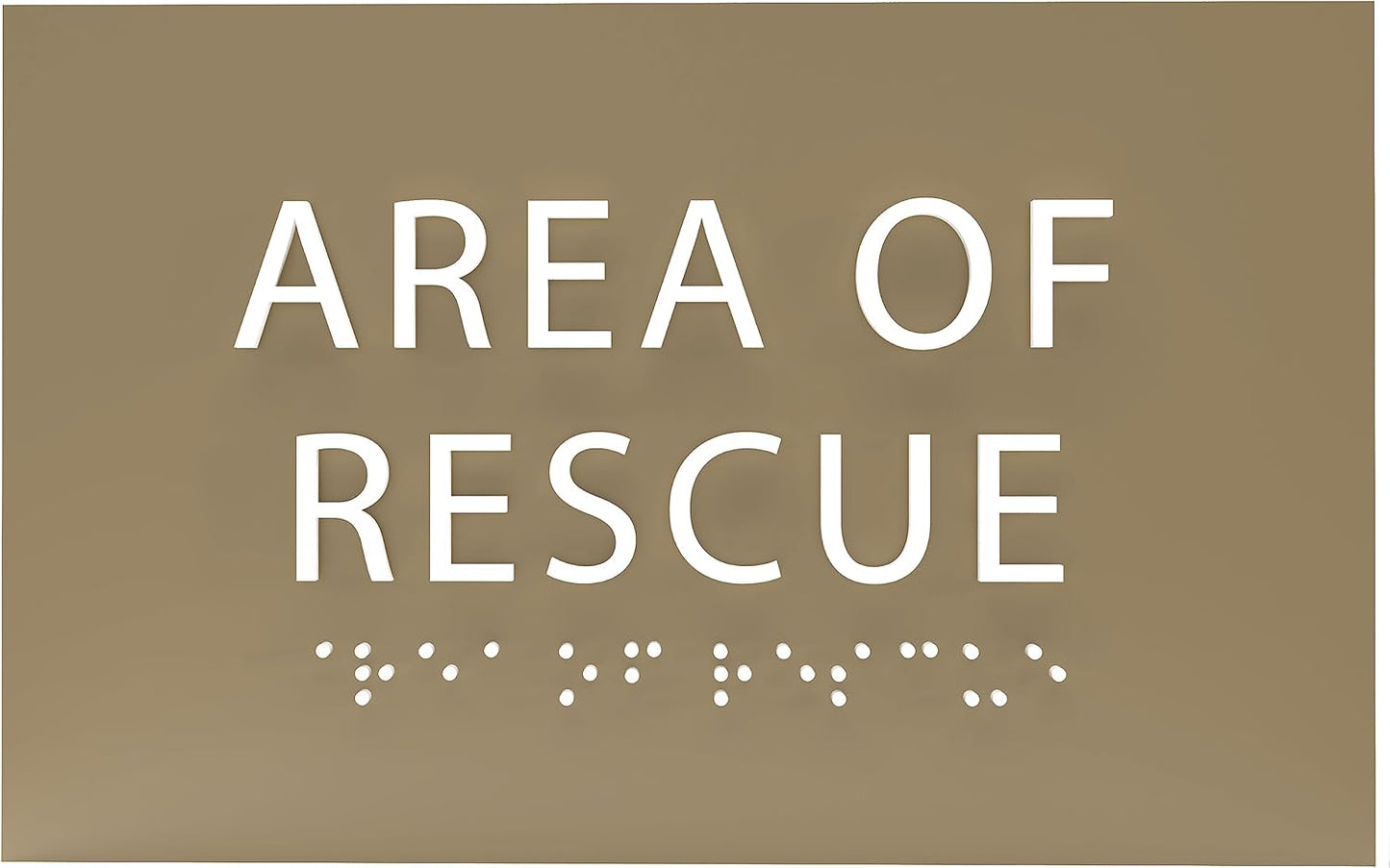6" X4" Area of Rescue Sign - ADA Compliant Tactile Graphics Grade 2 Braille Text Wall Sign | Emergency Assistance, Refuge Place Sign for Schools, Offices, Apartments & Restaurants