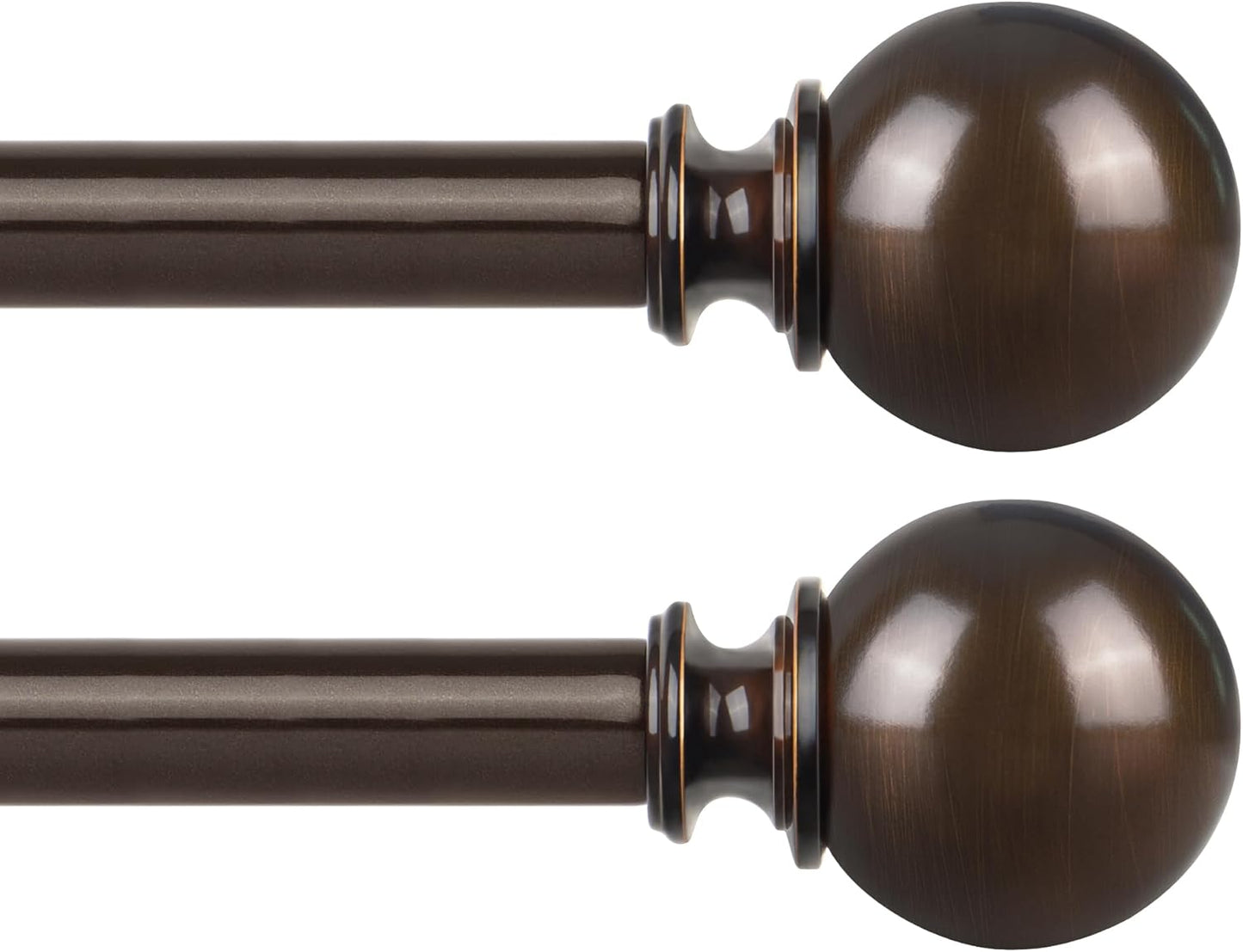 KAMANINA 2 Pack Curtain Rods for Windows 48 to 84 Inch (4-7ft), 7/8 Inch Single Heavy Duty Window Curtain Rod Adjustable Decorative Drapery Rods with Round End, Antique Bronze