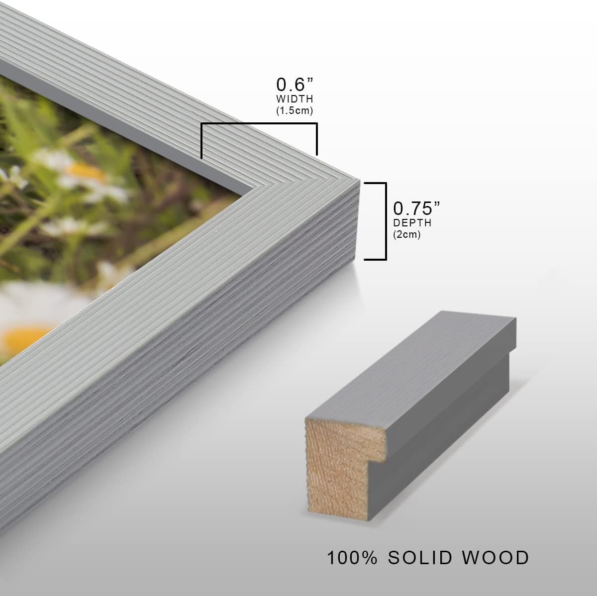 Renditions Gallery Set of 12, 8X10 Custom Photo Prints with Real Wood Picture Frames. Create Personalized Photos with Peel & Stick Photo Frames. Gray Frame