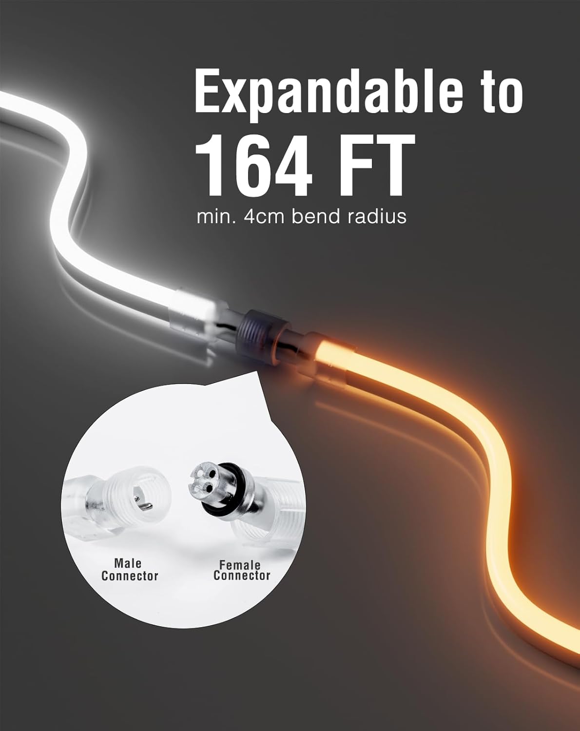 Shine Decor LED Neon Rope Lights AC 120V, Expandable & Cuttable 120LEDs/M Bright Strip Lighting, ETL Cold-Resistant & IP65 Waterproof for Indoor Outdoor, 8x16mm, 6300K Cool White, 98.4ft