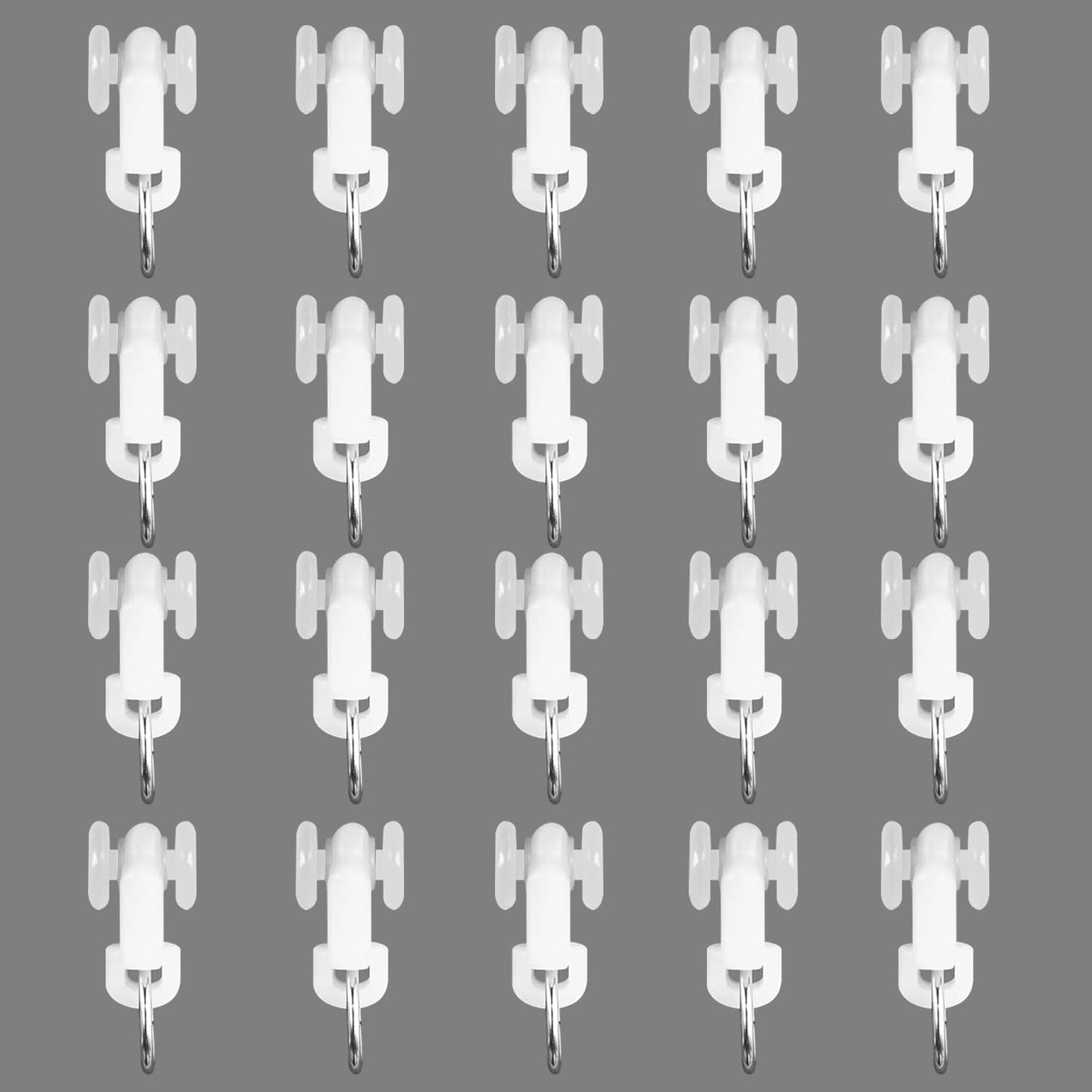 Curtain Glider Track Rail Runners Mute Wheel Rollers Heavy Duty Curtains Tracks Pulley 20PCS,White