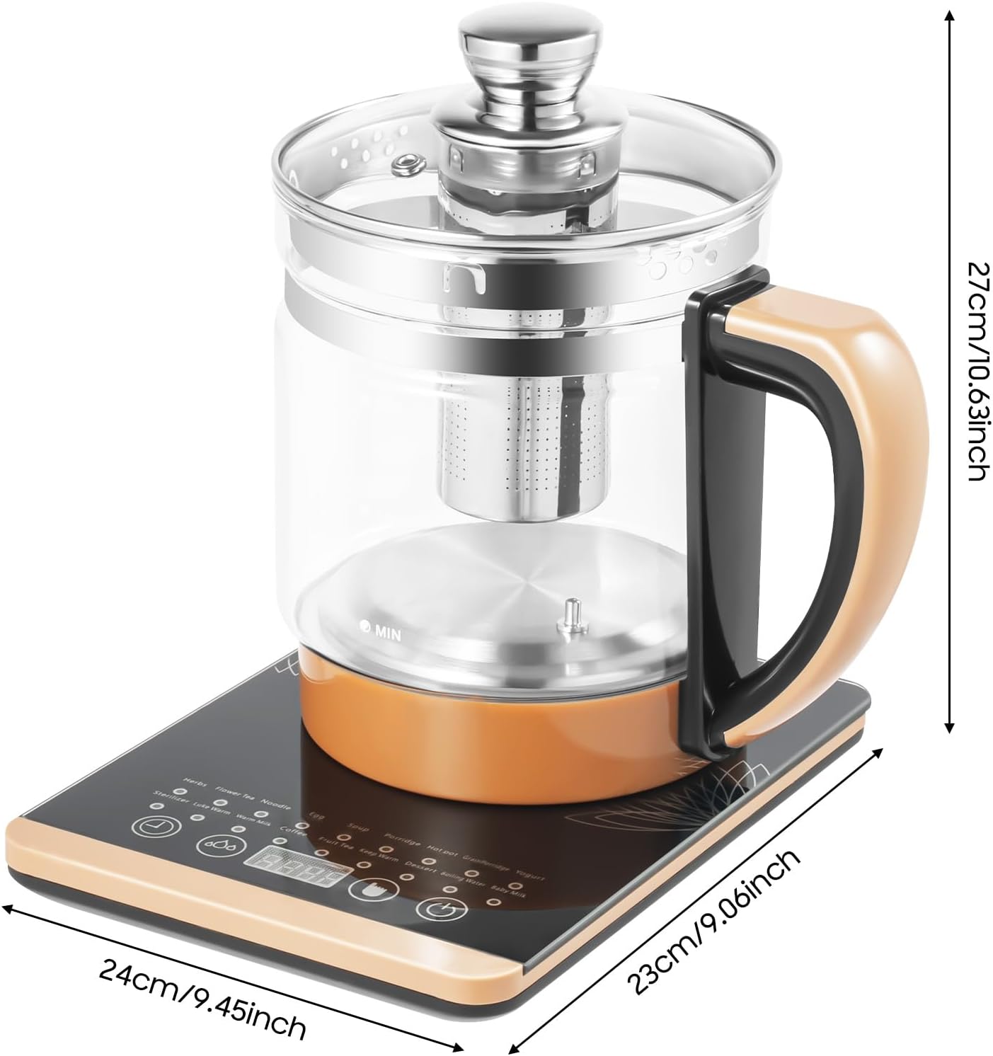 Electric Glass Kettle For Boiling Water For 1.8 L Temperature Control Tea Maker With 18 Smart Menu Bpa-Free & Boil-Dry Protection For Health Medicine Meals Scented Tea