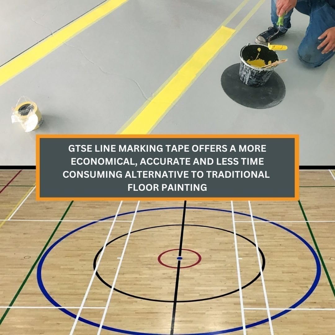 GTSE 2 inch x 108 ft Yellow PVC Vinyl Floor Tape, 48 Rolls, Safety Marking Tape, 6 mil Thick, Suitable for Dance Floors, Gyms, Warehouses, Sports Facilities