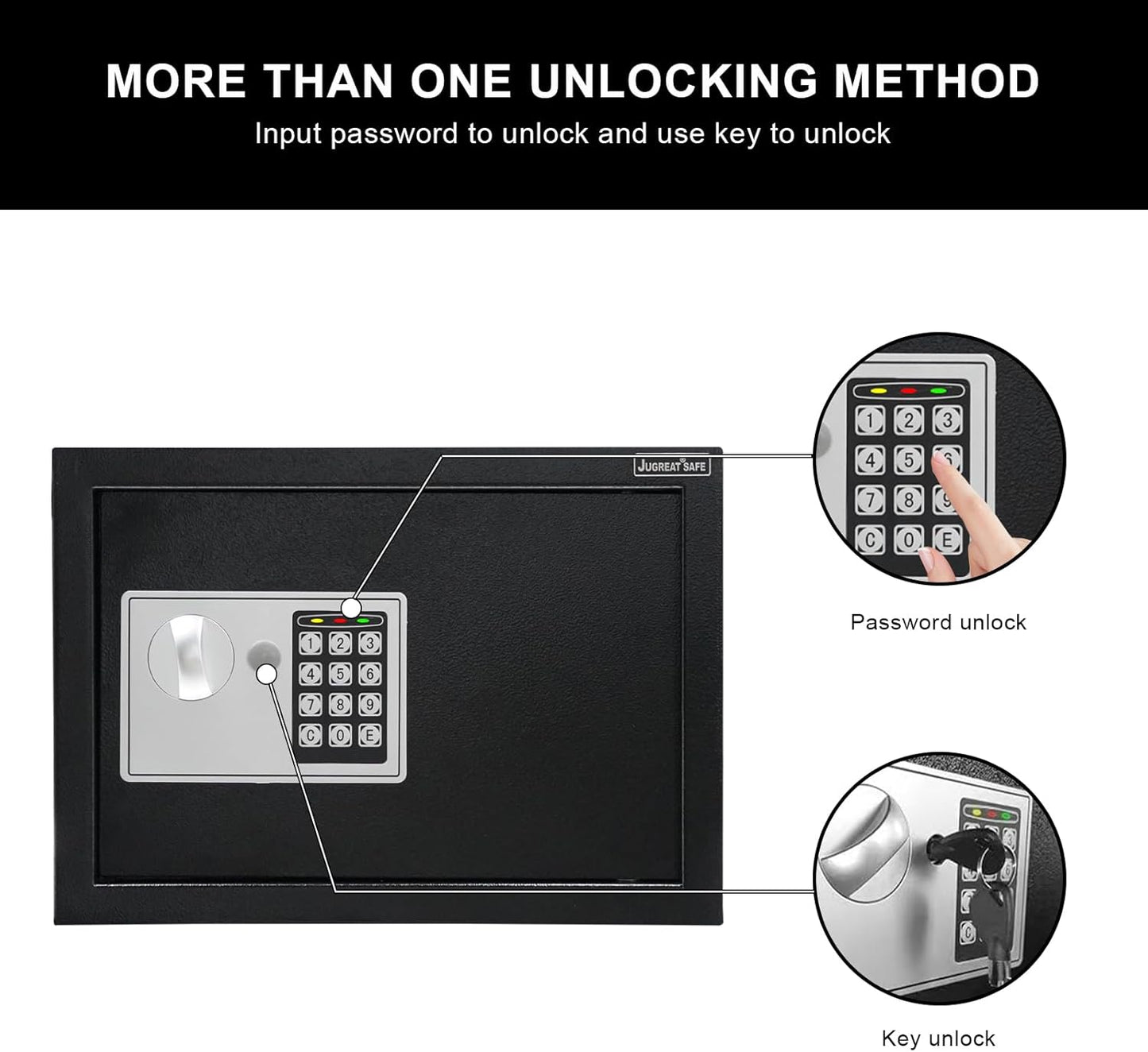 JUGREAT 60 Keys Cabinet with Sensor Light,Electronic Key Safe,Pin Code Keyless Storage Box for Keys,Secure Wall Mount Safe with 60 Key Tags