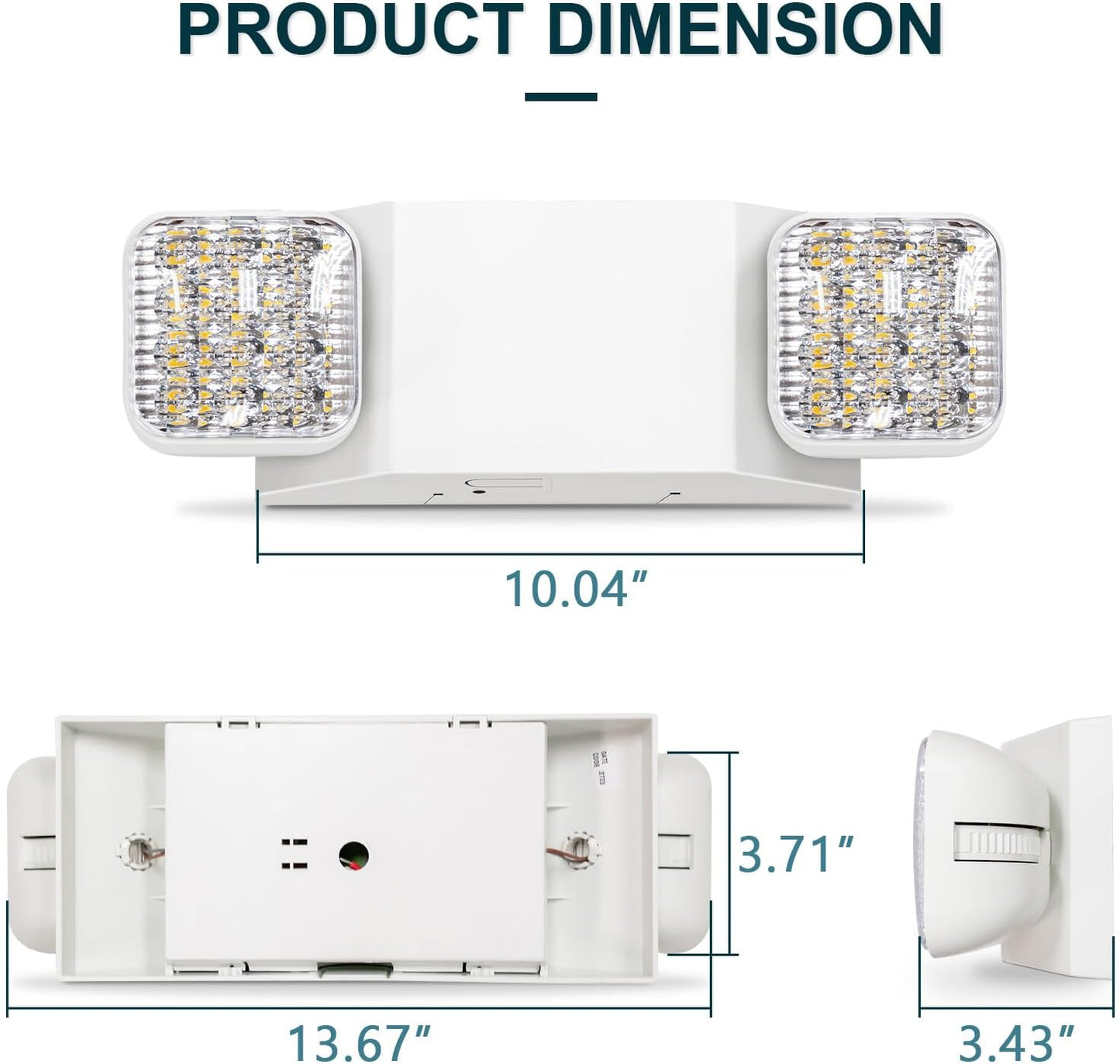 12PK LED Emergency Lights, Commercial Emergency Lights for Business, Power Outages, Offices, with Backup Battery (90 Minutes), Wall Mount, Hard Wired, 120-277V, Fire Resistant (94V-0) UL
