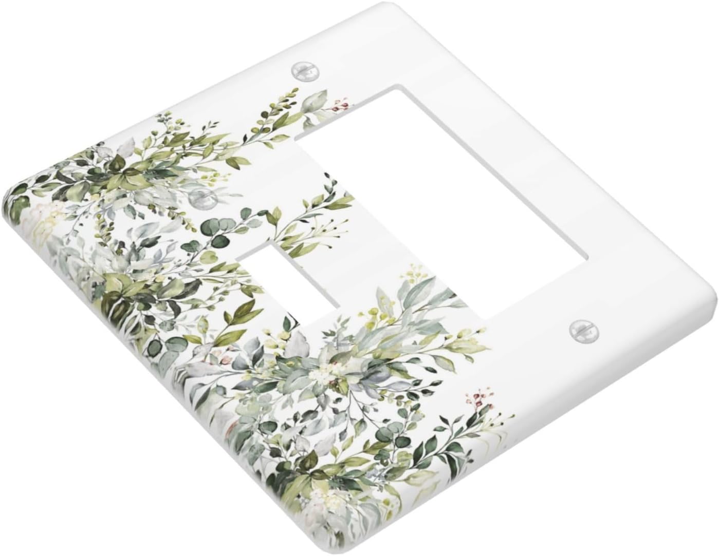 Decorative Outlet Covers Rustic Eucalyptus Leaves Green Leaf 2 Gang Wall Plate Single Toggle 1 Rocker Light Switch Cover Switch Plate Covers for Country Bedroom Home Decor